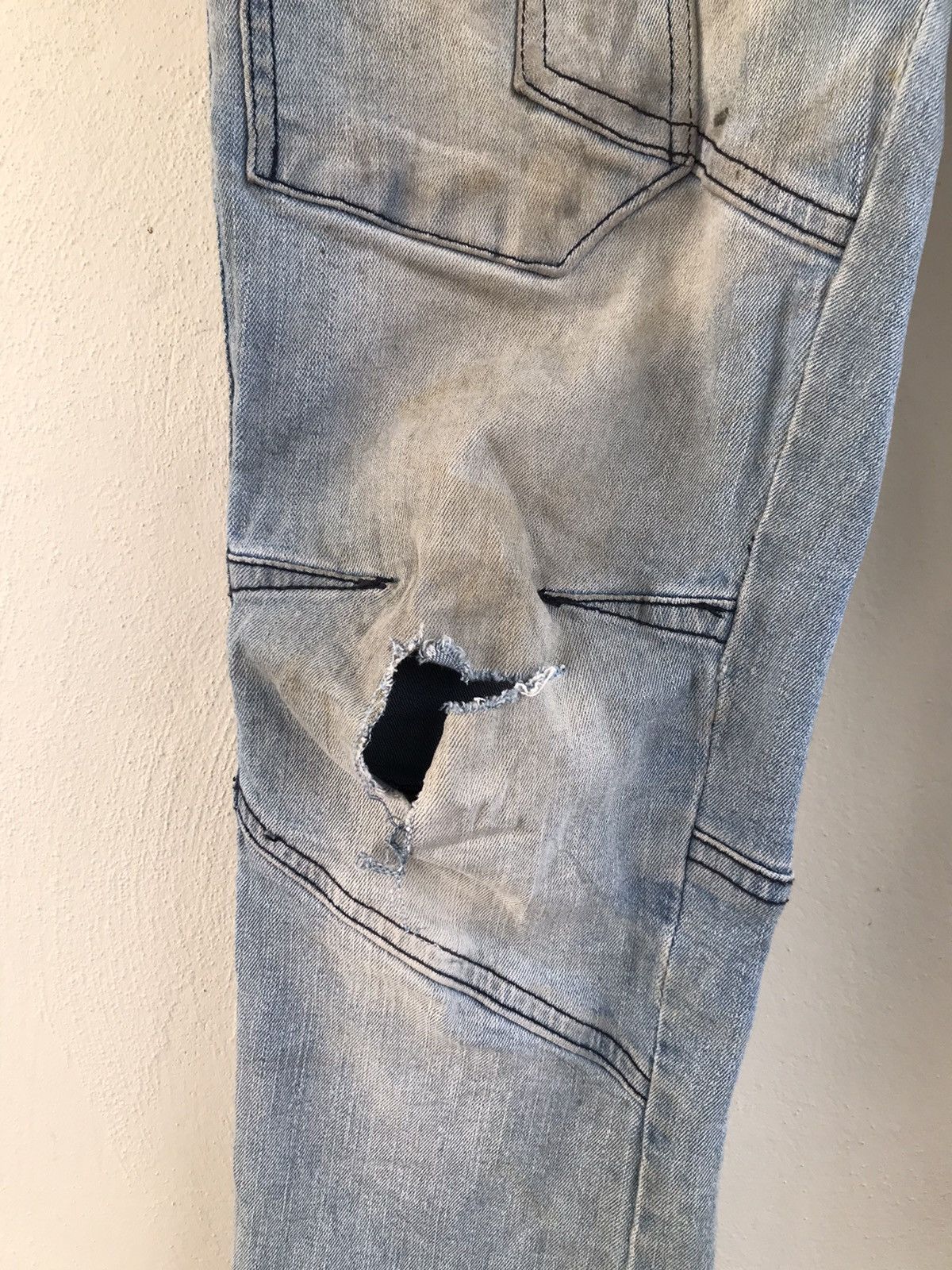Japanese Brand Distressed G.ground trashed stretchable denim Size US 31 - 7 Thumbnail