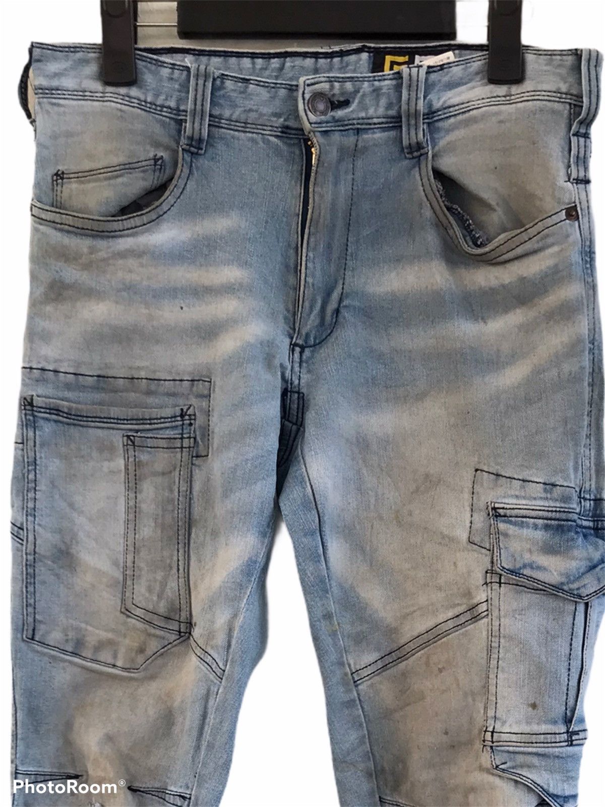 Japanese Brand Distressed G.ground trashed stretchable denim Size US 31 - 2 Thumbnail