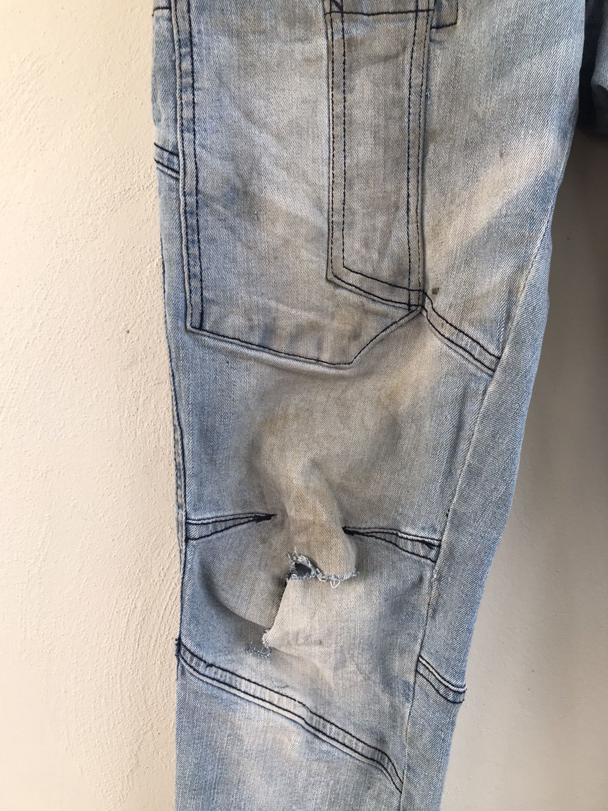Japanese Brand Distressed G.ground trashed stretchable denim Size US 31 - 6 Thumbnail