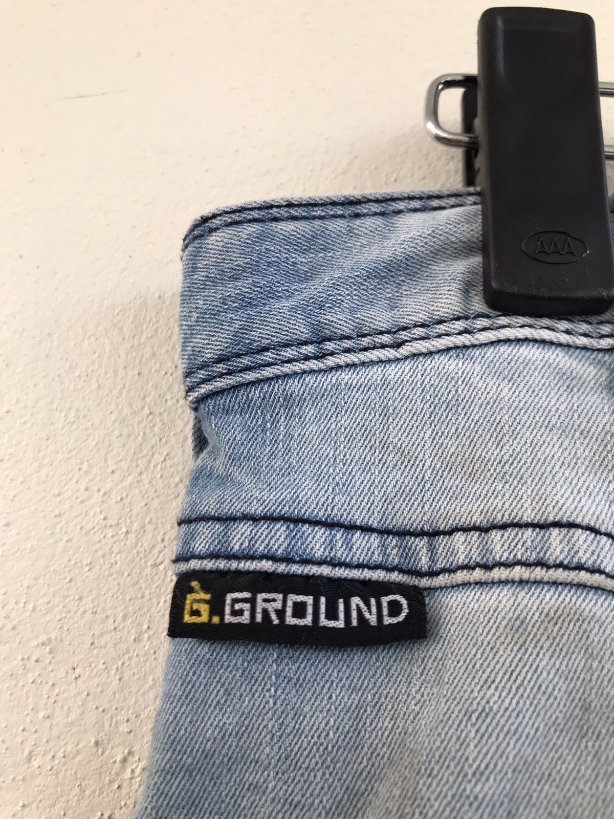 Japanese Brand Distressed G.ground trashed stretchable denim Size US 31 - 18 Thumbnail