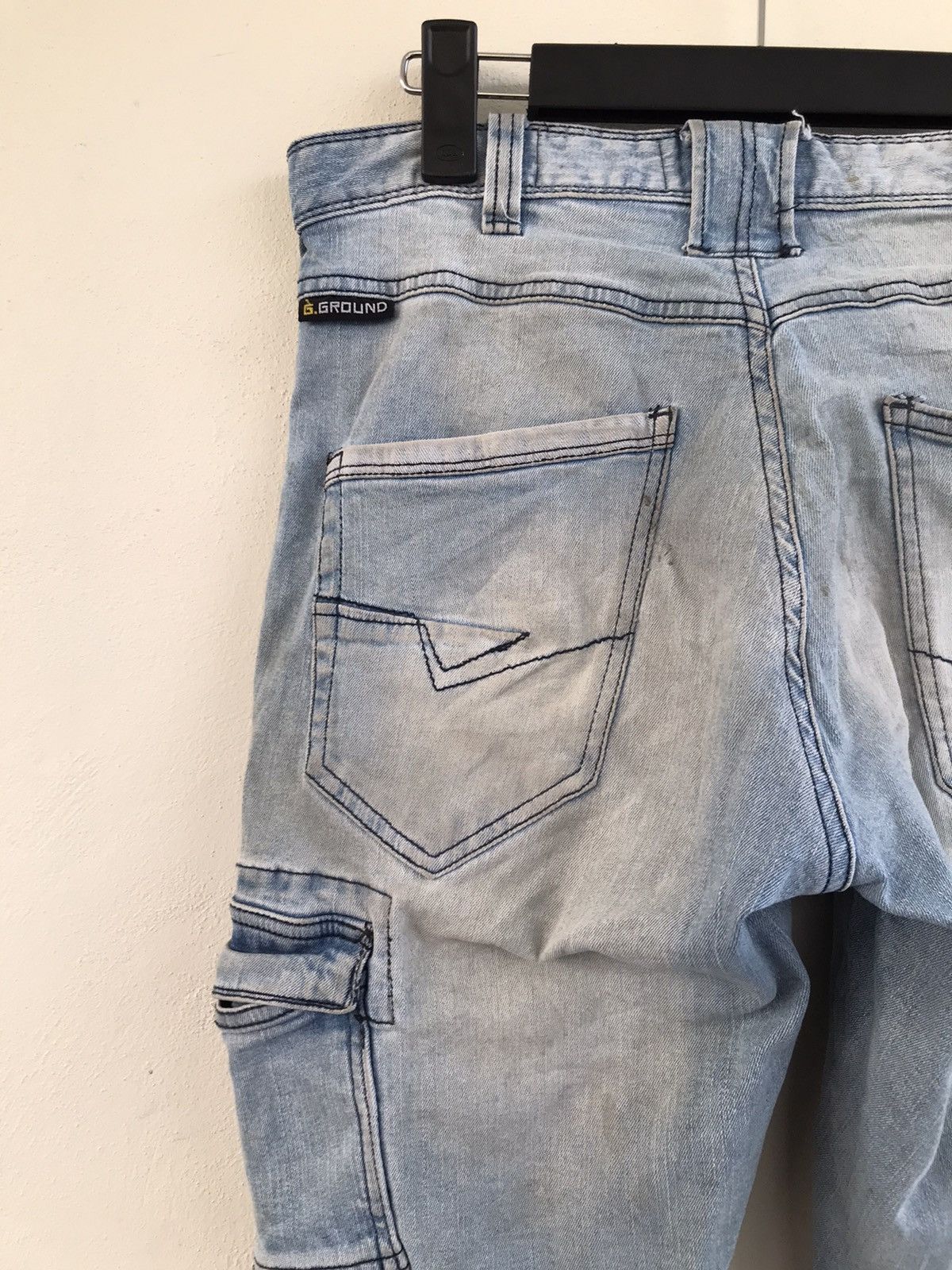 Japanese Brand Distressed G.ground trashed stretchable denim Size US 31 - 16 Thumbnail