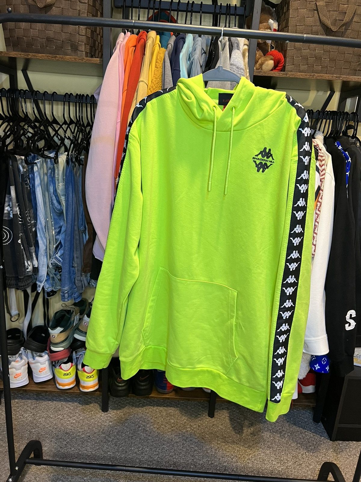 Neon green kappa hoodie hotsell