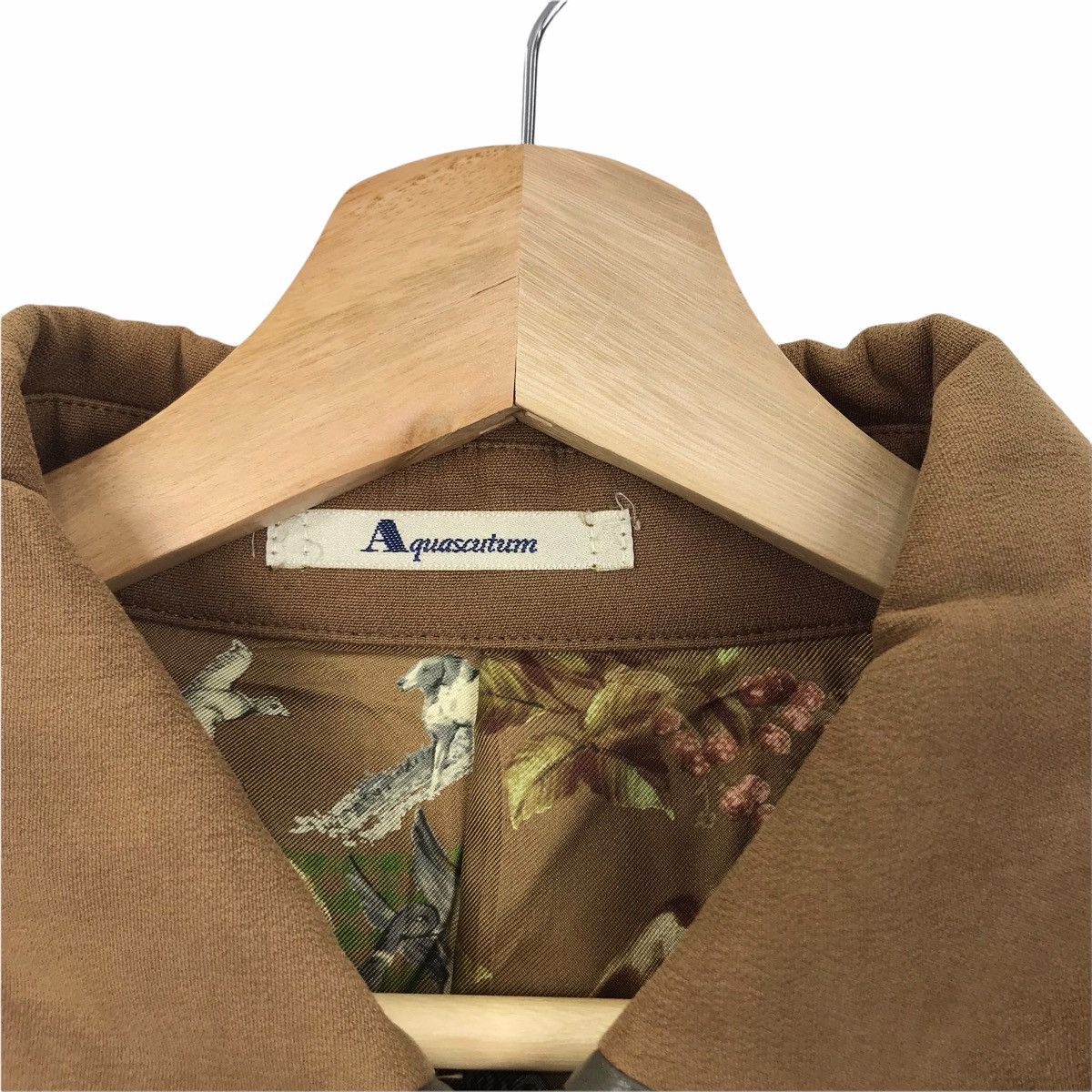 Vintage AQUASCUTUM Quilted Leather Brown Overprint Jacket Size US M / EU 48-50 / 2 - 4 Thumbnail