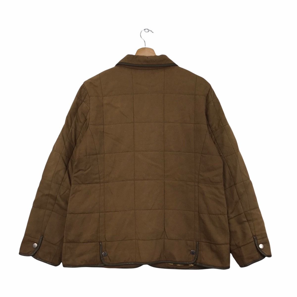 Vintage AQUASCUTUM Quilted Leather Brown Overprint Jacket Size US M / EU 48-50 / 2 - 2 Thumbnail