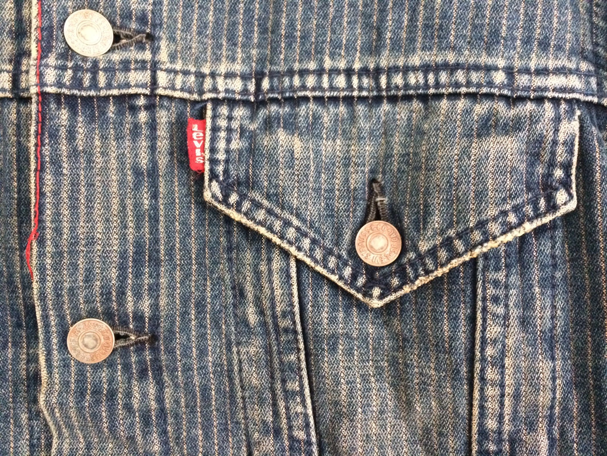 Levi's × Levi's Vintage Clothing × Vintage 🔥🔥Vtg Levi's Redloop Wabash Hickory Denim Trucker Jacket Size US L / EU 52-54 / 3 - 2 Thumbnail