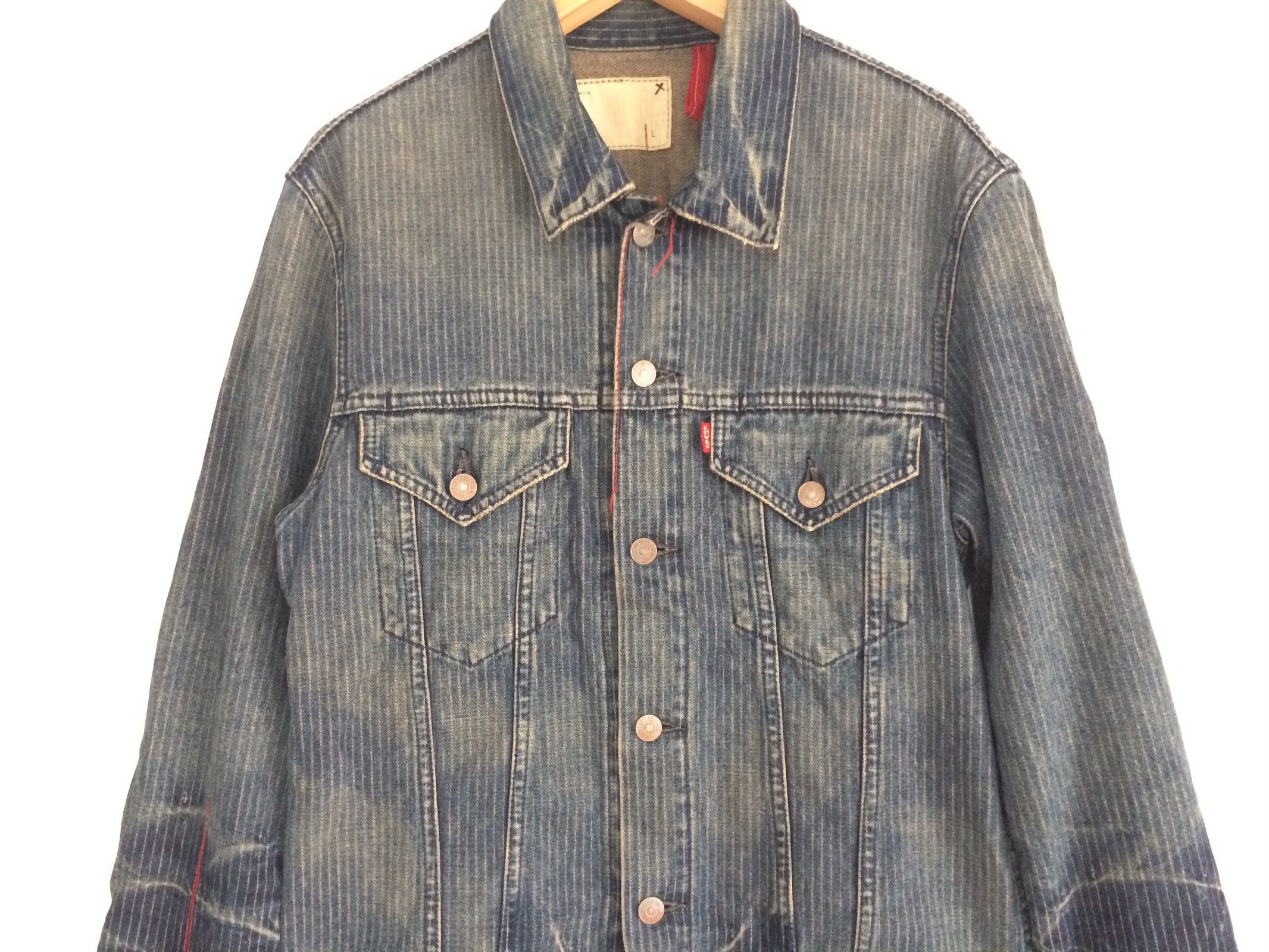 Levi's × Levi's Vintage Clothing × Vintage 🔥🔥Vtg Levi's Redloop Wabash Hickory Denim Trucker Jacket Size US L / EU 52-54 / 3 - 1 Thumbnail
