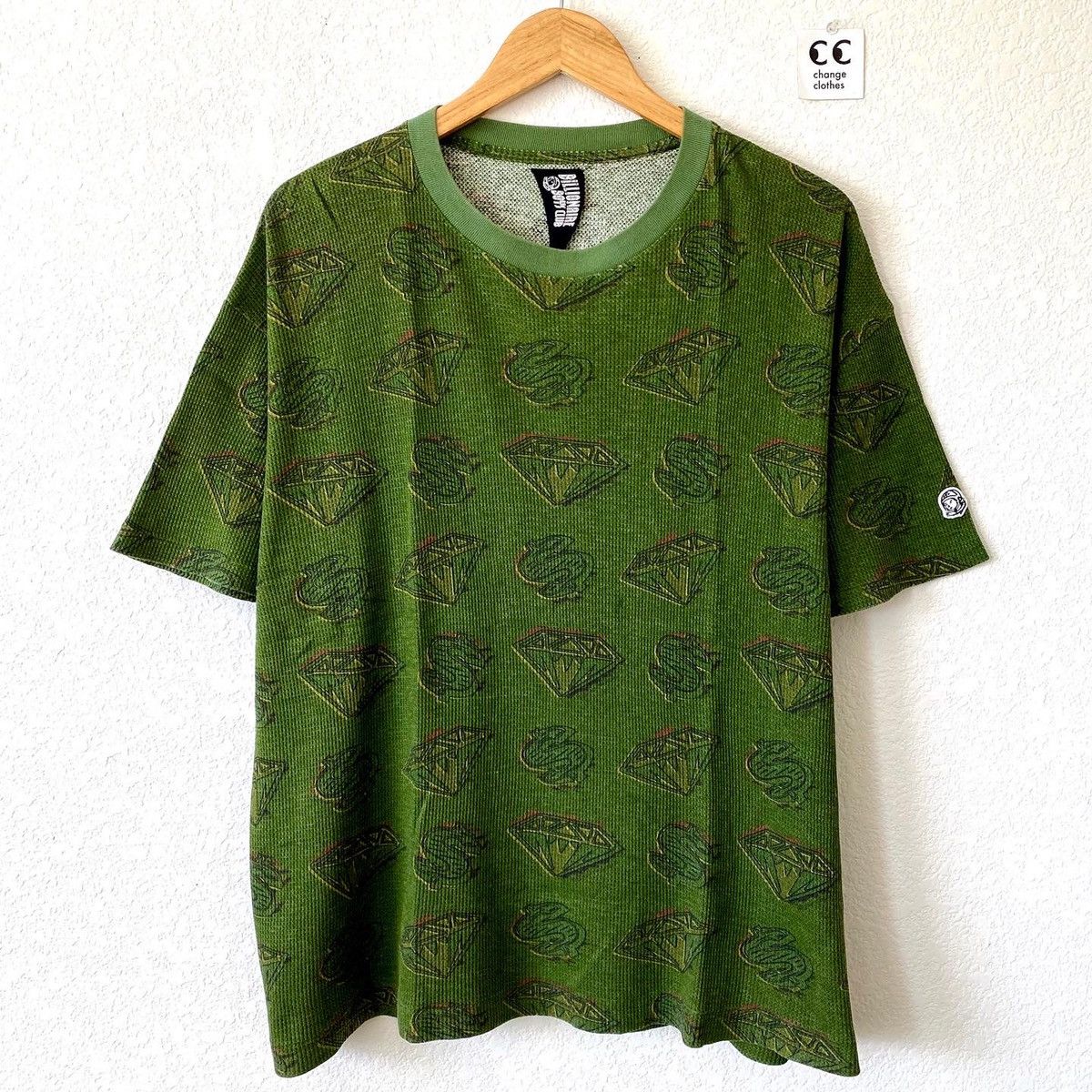 image of Billionaire Boys Club x Icecream Og Bbc Icecream Diamond Dollar Waffle Tee Shirt Green 2006 (Size L