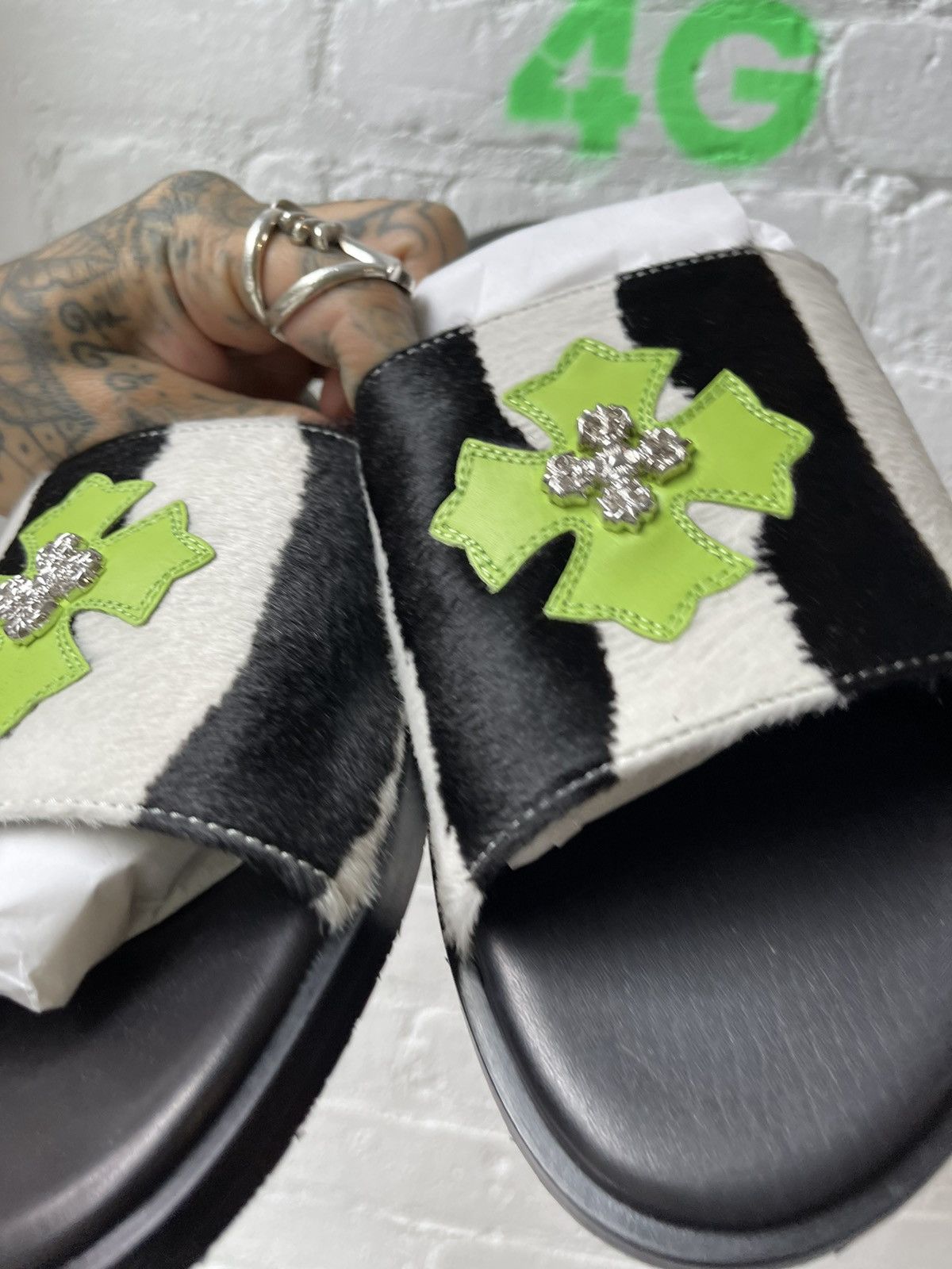 Chrome Hearts Chrome Hearts Zebra PonyHair Slides Sandals SZ 11 Size US 11 / EU 44 - 4 Thumbnail