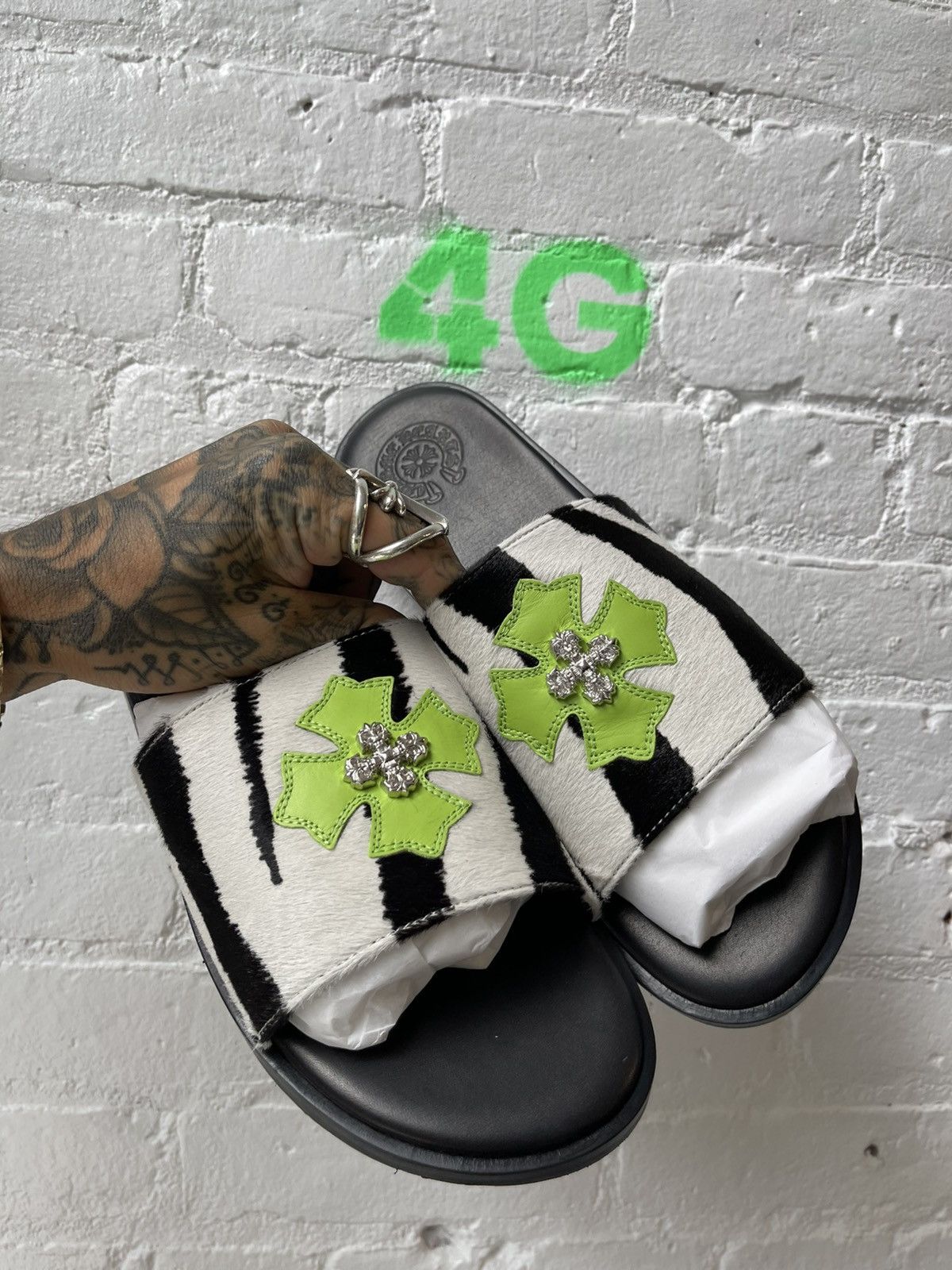 Chrome Hearts Chrome Hearts ZEBRA STUD SANDAL SLIDES SZ 10 Size US 10 / EU 43 - 8 Thumbnail