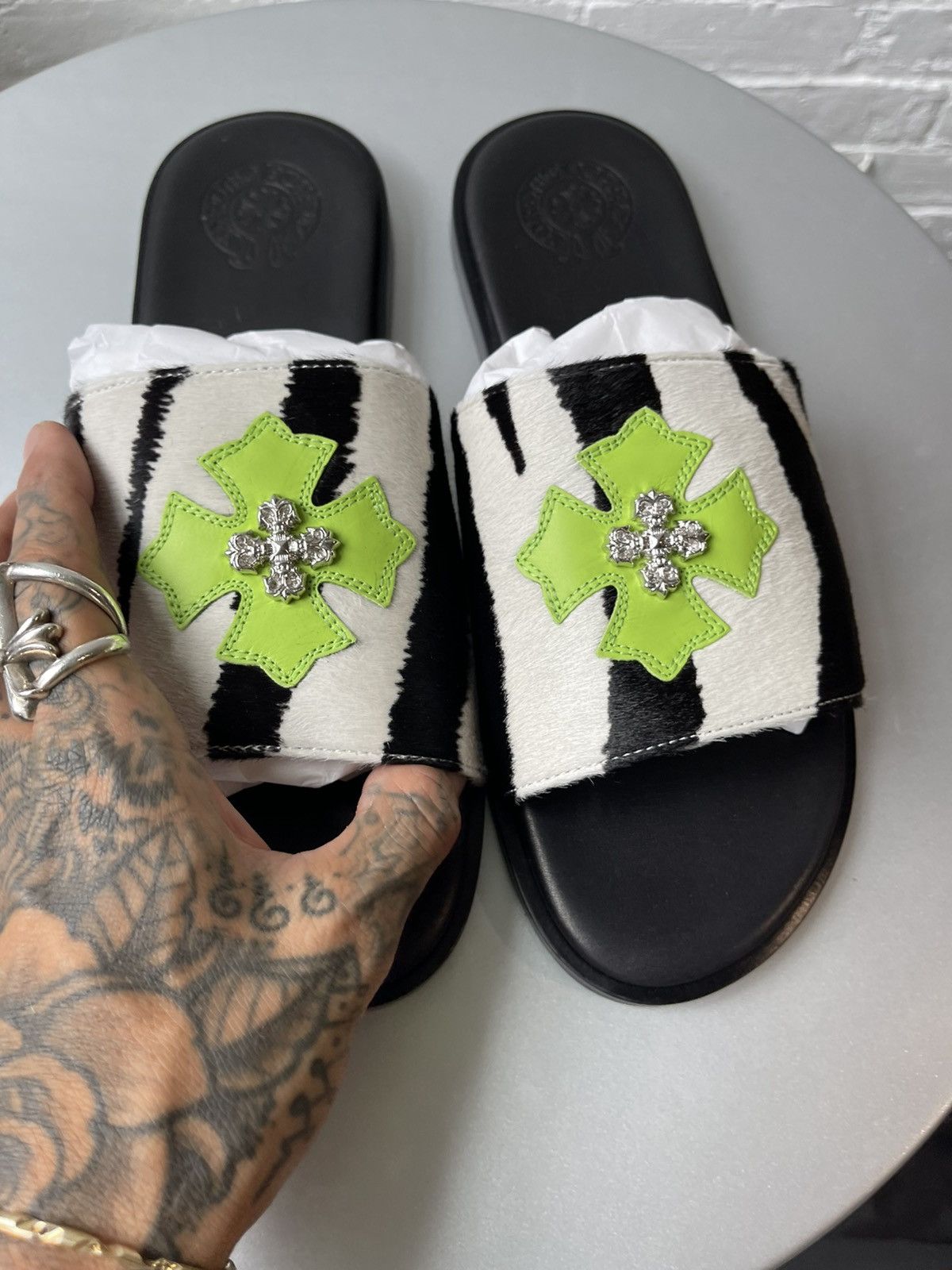 Chrome Hearts Chrome Hearts ZEBRA STUD SANDAL SLIDES SZ 10 Size US 10 / EU 43 - 6 Thumbnail