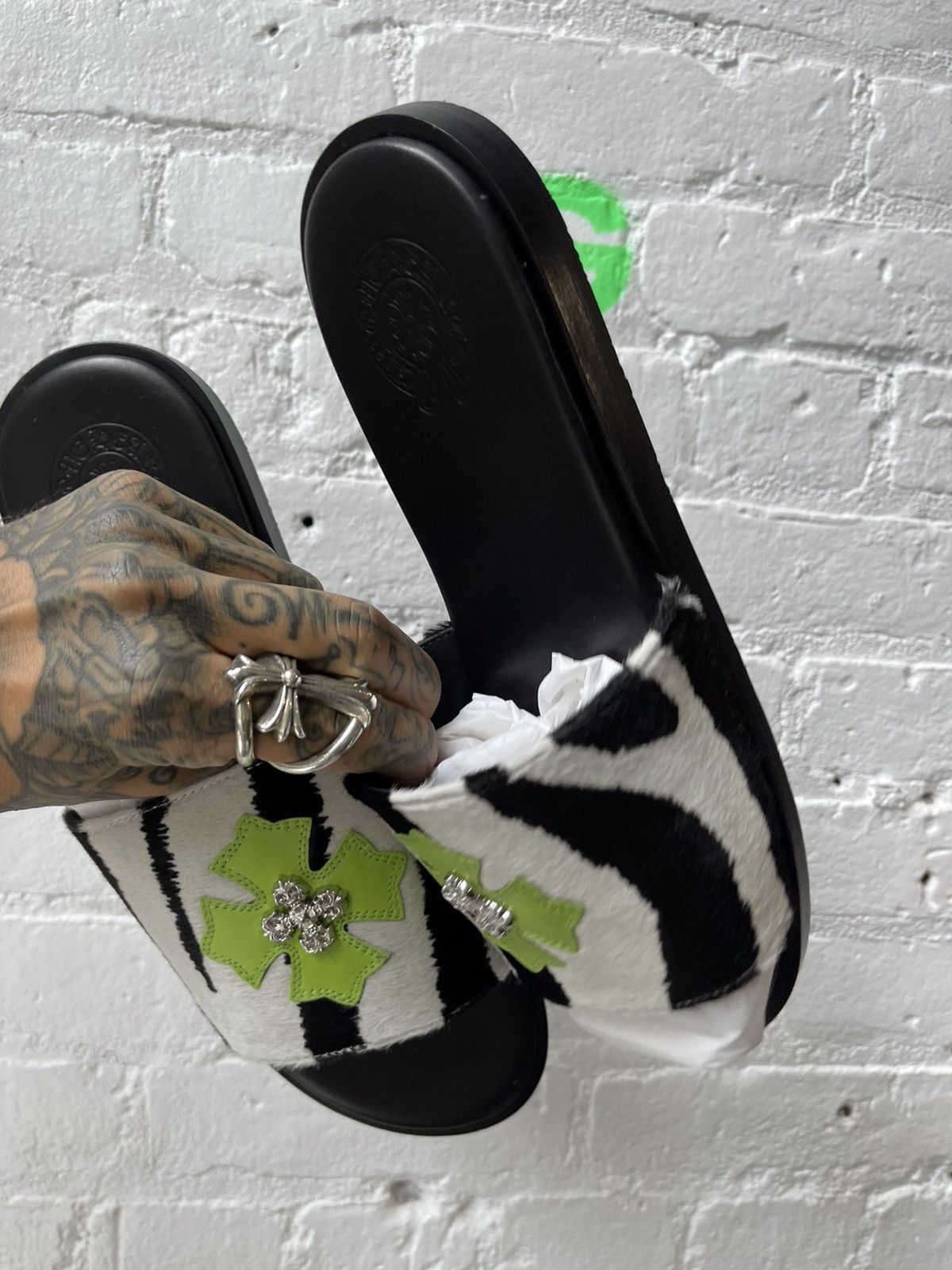 Chrome Hearts Chrome Hearts ZEBRA STUD SANDAL SLIDES SZ 10 Size US 10 / EU 43 - 10 Thumbnail