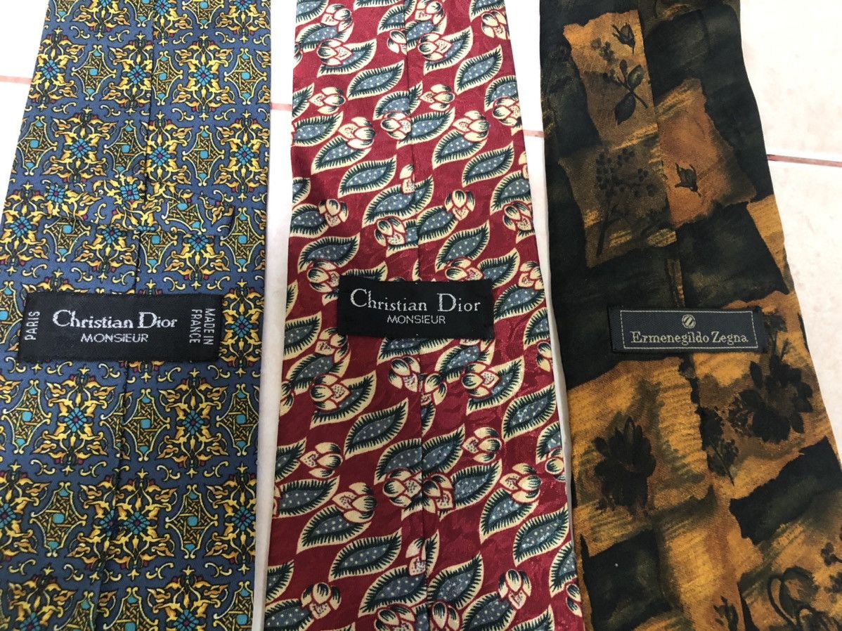 Christian Dior Monsieur Combo 3pcs Dior&Zegna Silk Material Necktie Art Design Size ONE SIZE - 2 Thumbnail