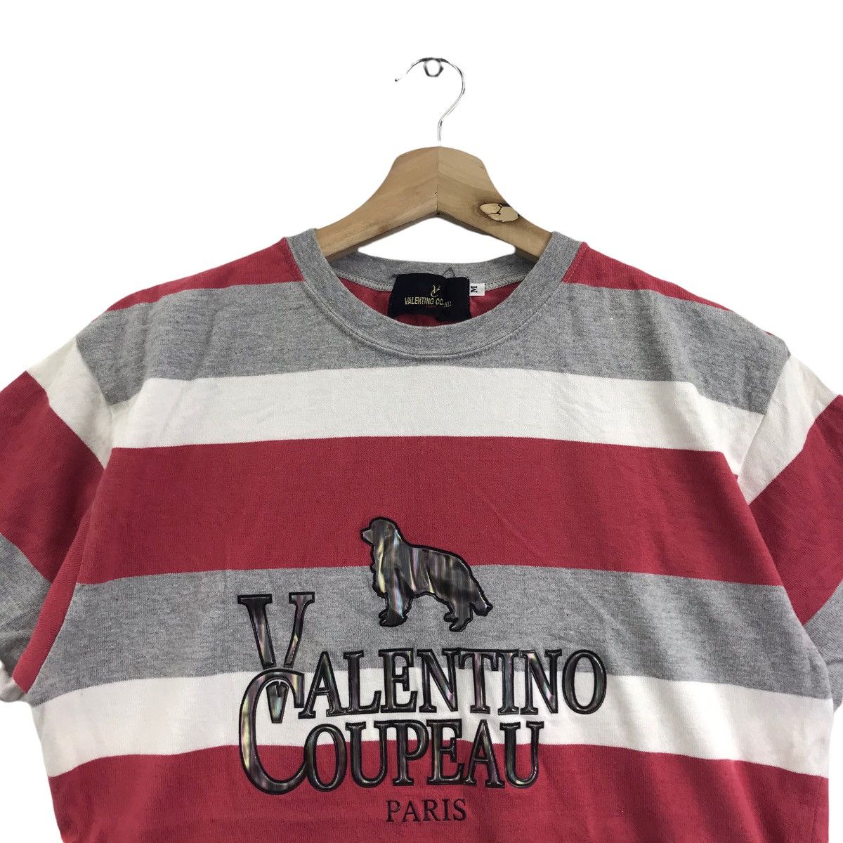 Vintage VALENTINO COUPEAU PARIS Embroidered Stripes T Shirt Size US M / EU 48-50 / 2 - 2 Thumbnail