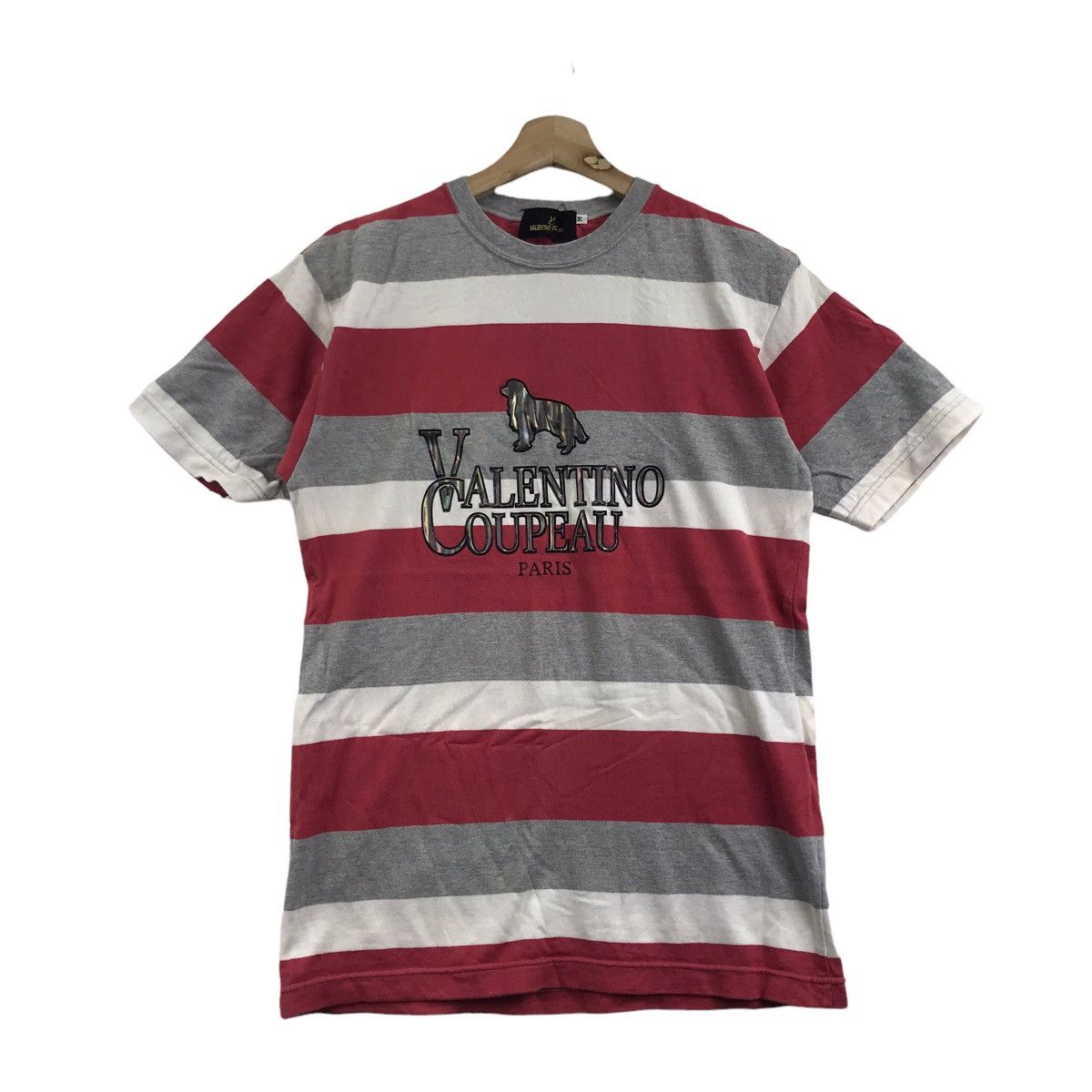 Vintage VALENTINO COUPEAU PARIS Embroidered Stripes T Shirt Size US M / EU 48-50 / 2 - 1 Thumbnail