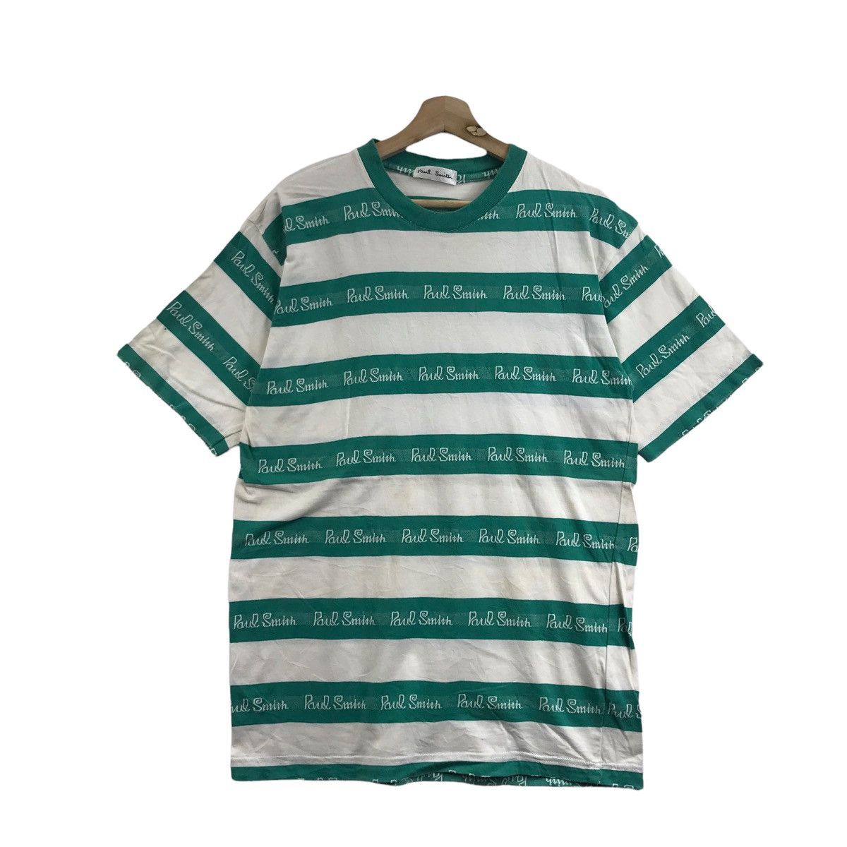 PAUL SMITH Usa Spell Out Overprint Stripes T Shirt