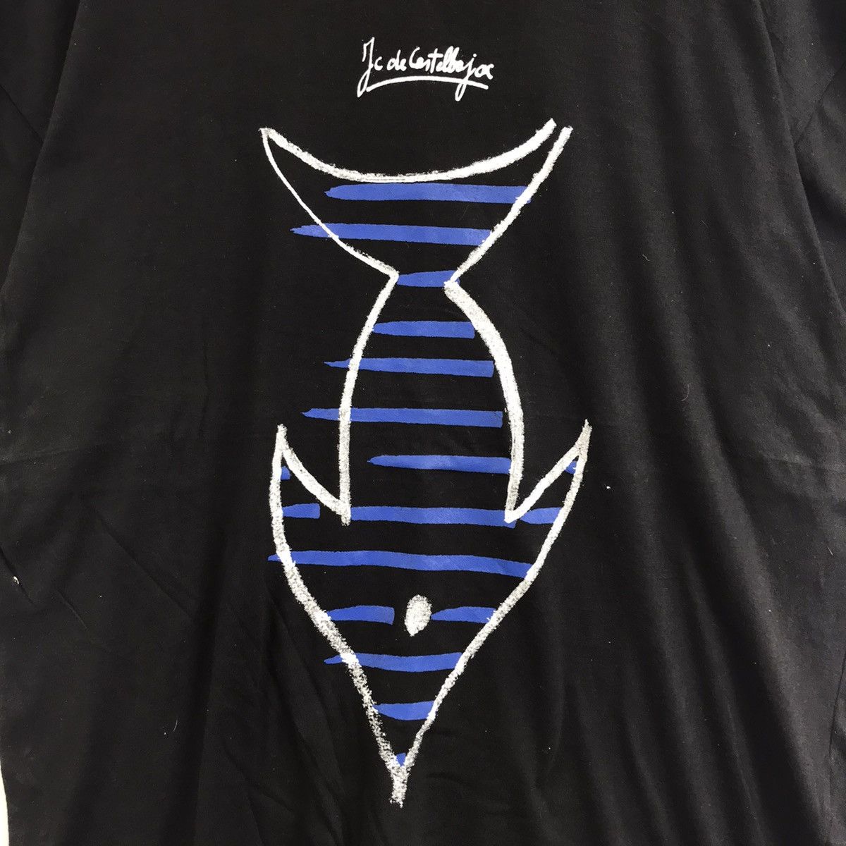 Jean Charles De Castelbajac Vintage JC DE CASTELBAJAC Pop Art Fish Black T Shirt Size US L / EU 52-54 / 3 - 3 Thumbnail