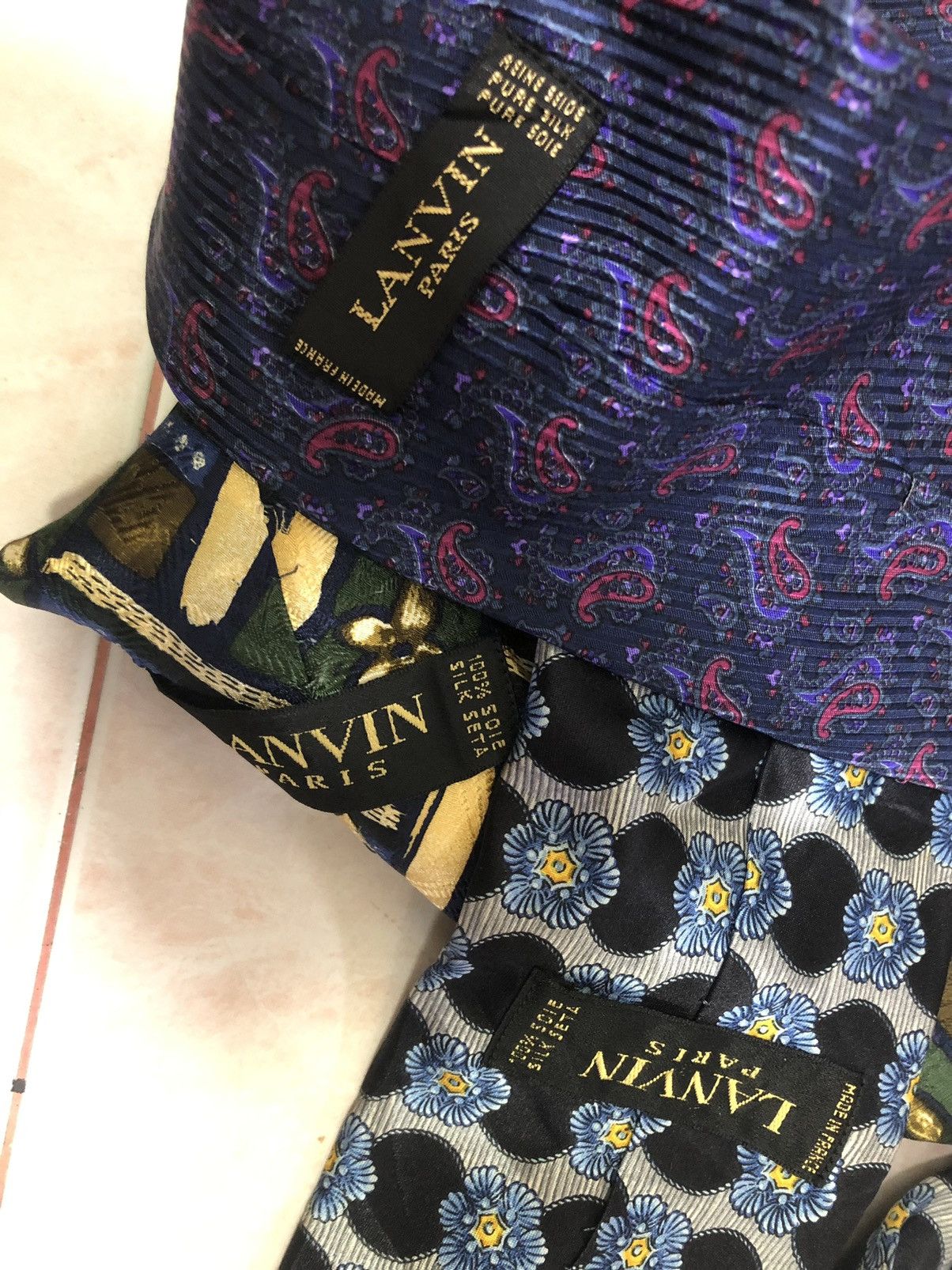 Lanvin Combo 3pcs Lanvin Necktie Silk Material Art Design Size ONE SIZE - 4 Thumbnail