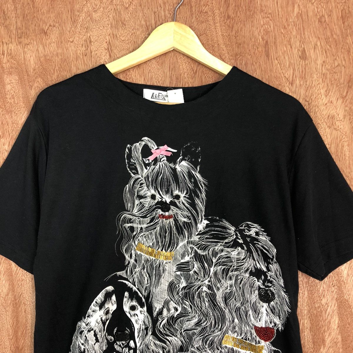Japanese Brand DL Fashion Black dog Short Sleeve Tshirt #1625 Size L / US 10 / IT 46 - 7 Thumbnail