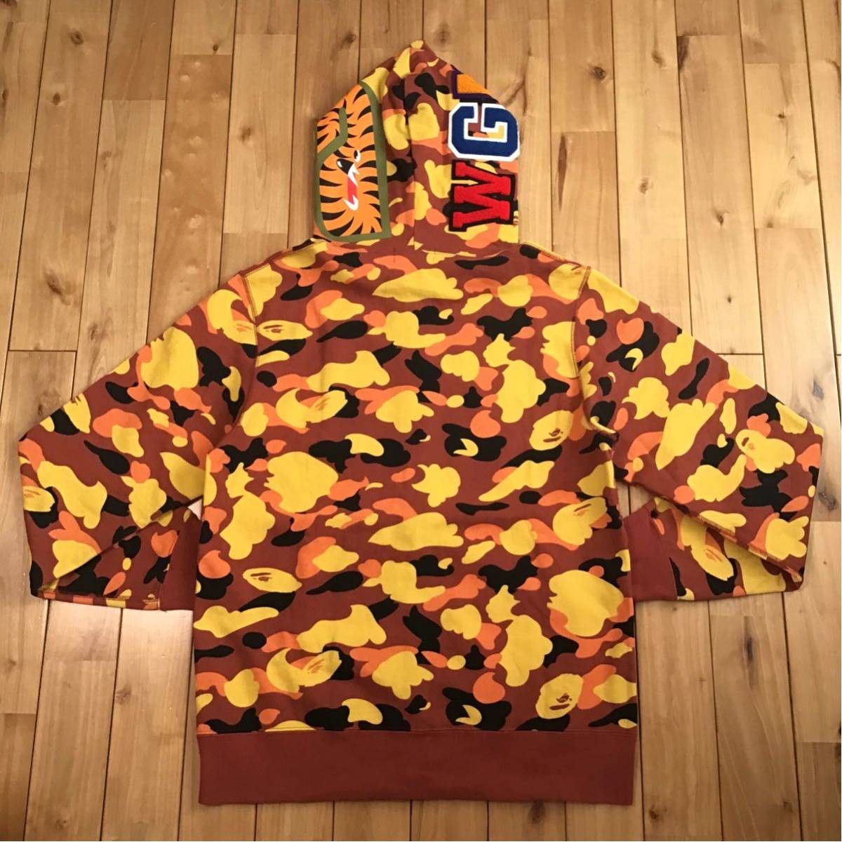 Bape ?XL? BAPE Shark full zip hoodie orange camo a bathing ape 