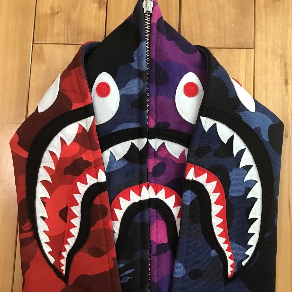 Bape BAPE Double shark full zip hoodie crazy camo a bathing ape Size US L / EU 52-54 / 3 - 3 Thumbnail