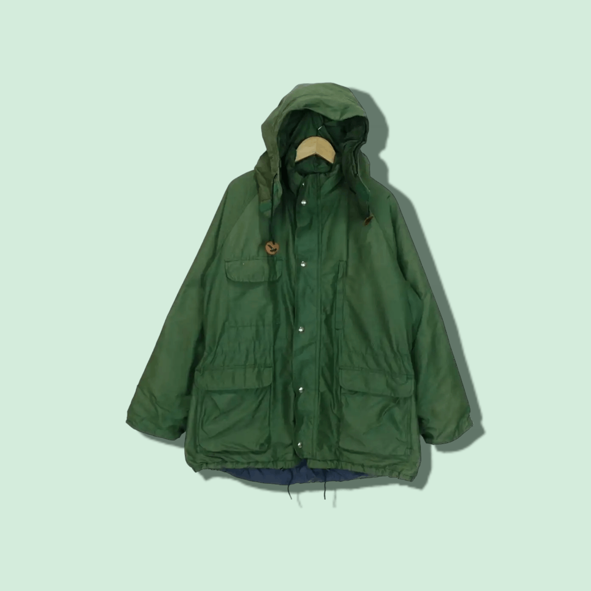 image of American Apparel x Windbreaker Monogram Winter Windbreaker Parka Hiking Outdoor Jacket in Green (Si