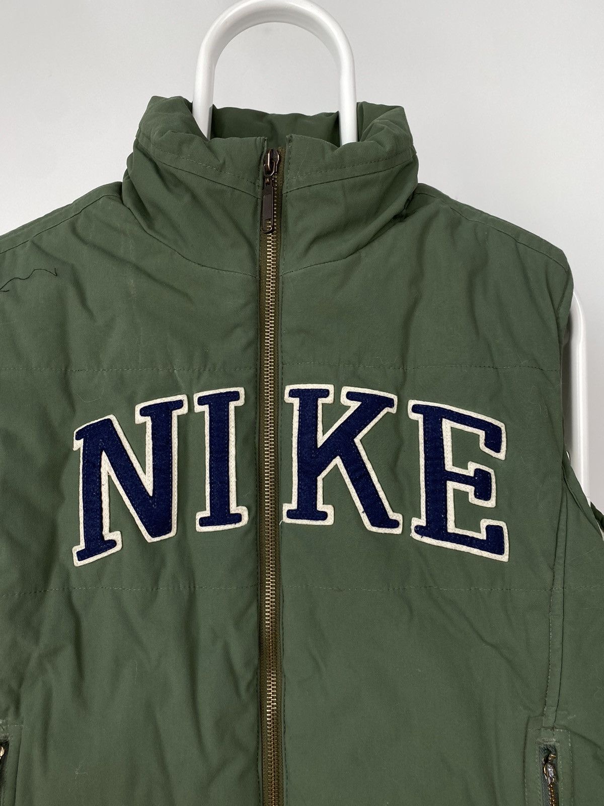 Nike × Vintage Nike vintage big spell out logo puffer vest green Size US S / EU 44-46 / 1 - 2 Thumbnail