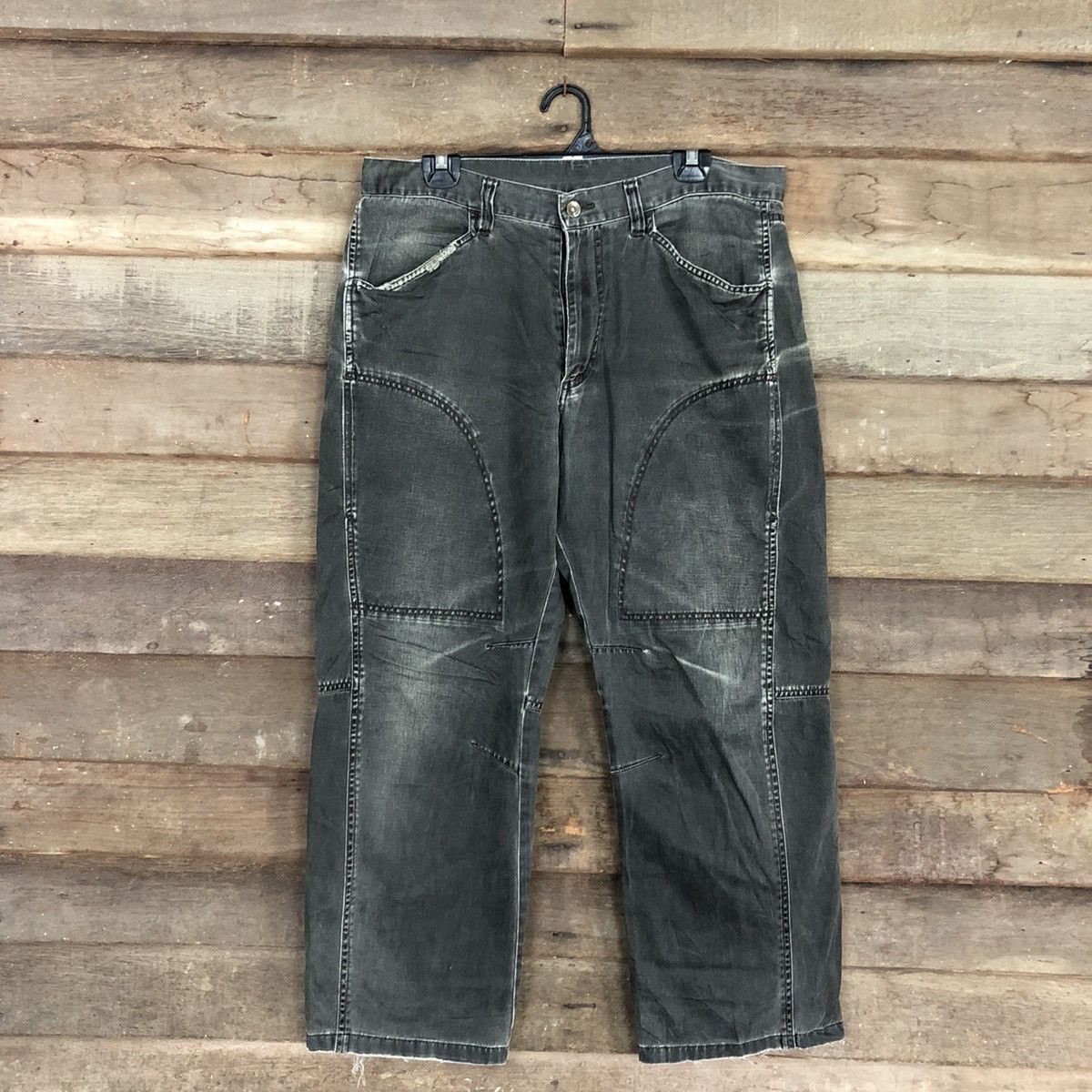 Japanese Brand Uniqlo faded Black Multipocket Cargo Pants #c1023 Size US 33 - 1 Thumbnail