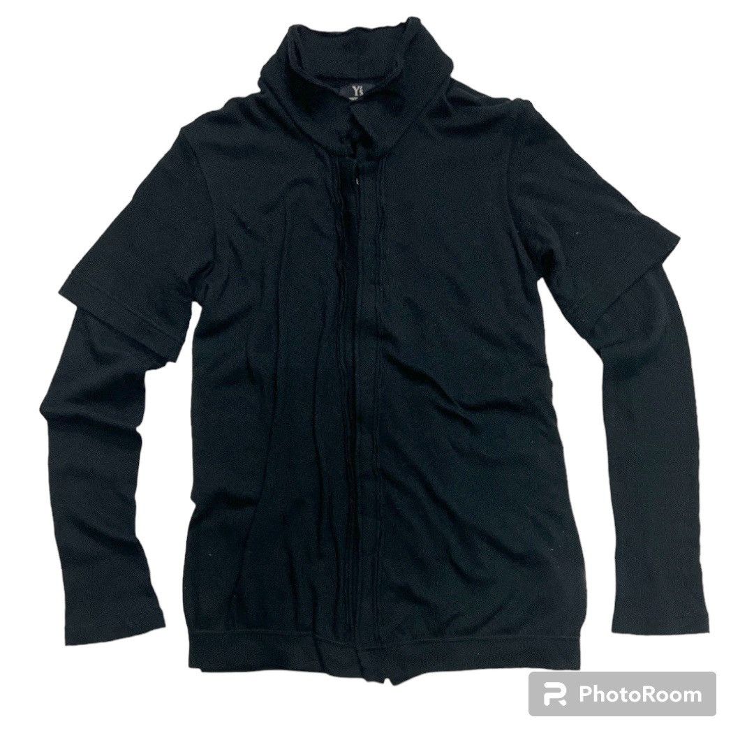 image of Archival Clothing x Yohji Yamamoto Archive Aw2010 Y's Top Double-Layer Button Up Cardigan in Black 