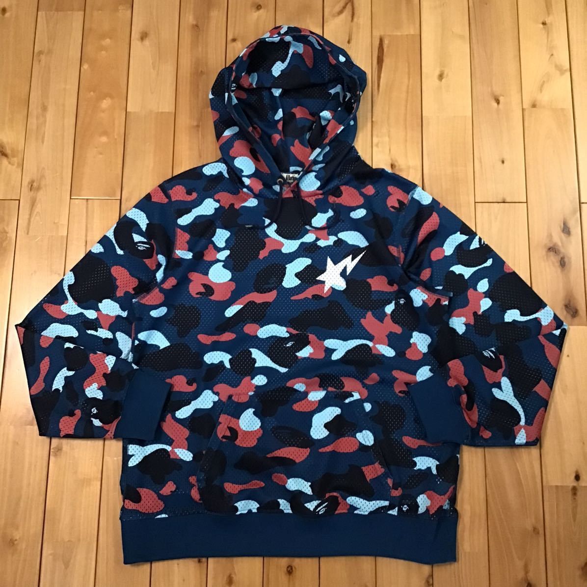 BAPE STA logo mesh pullover hoodie multi camo ape star