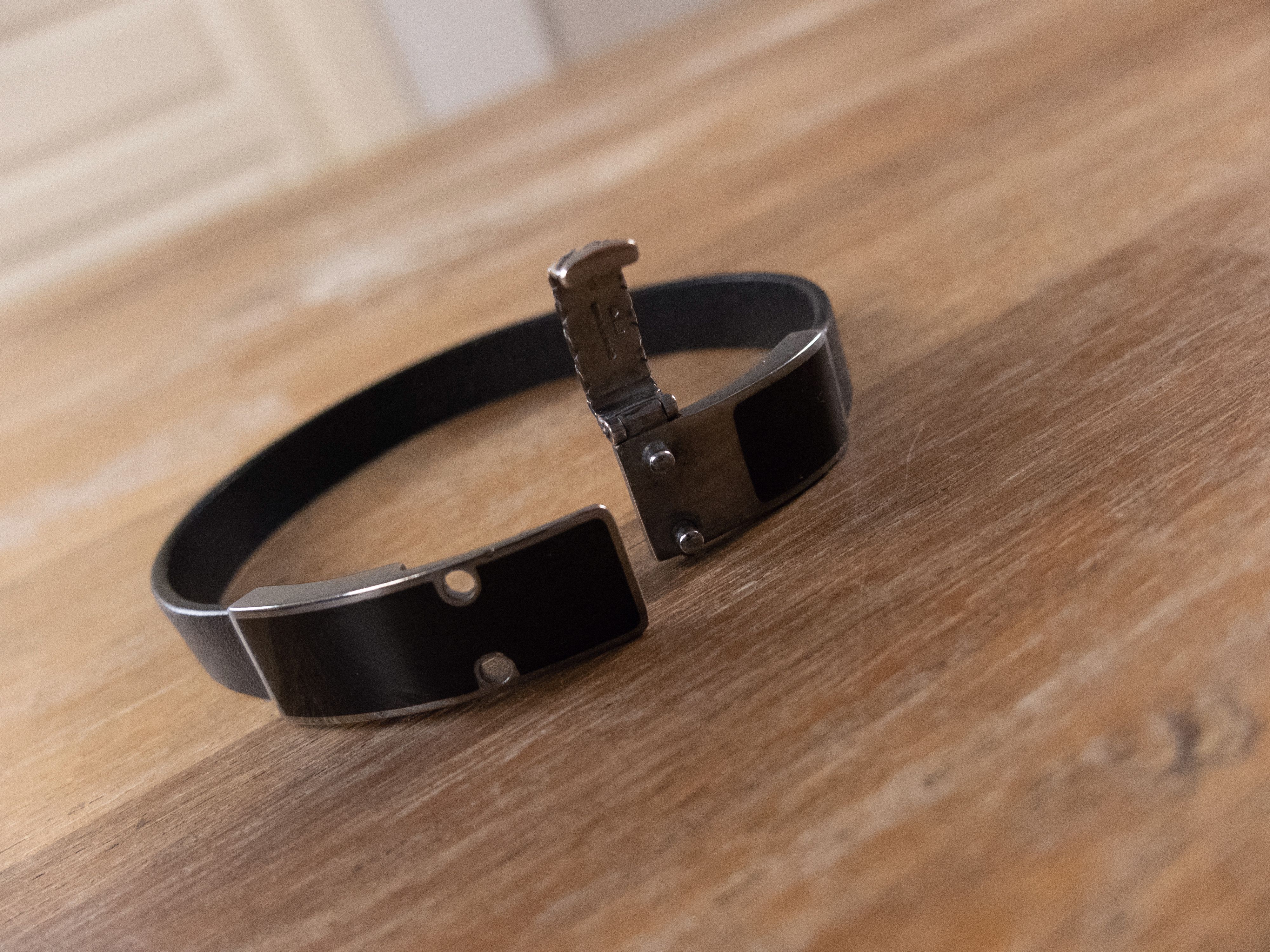 Bottega Veneta BOTTEGA VENETA black leather & silver bracelet Size Large q Size ONE SIZE - 5 Thumbnail