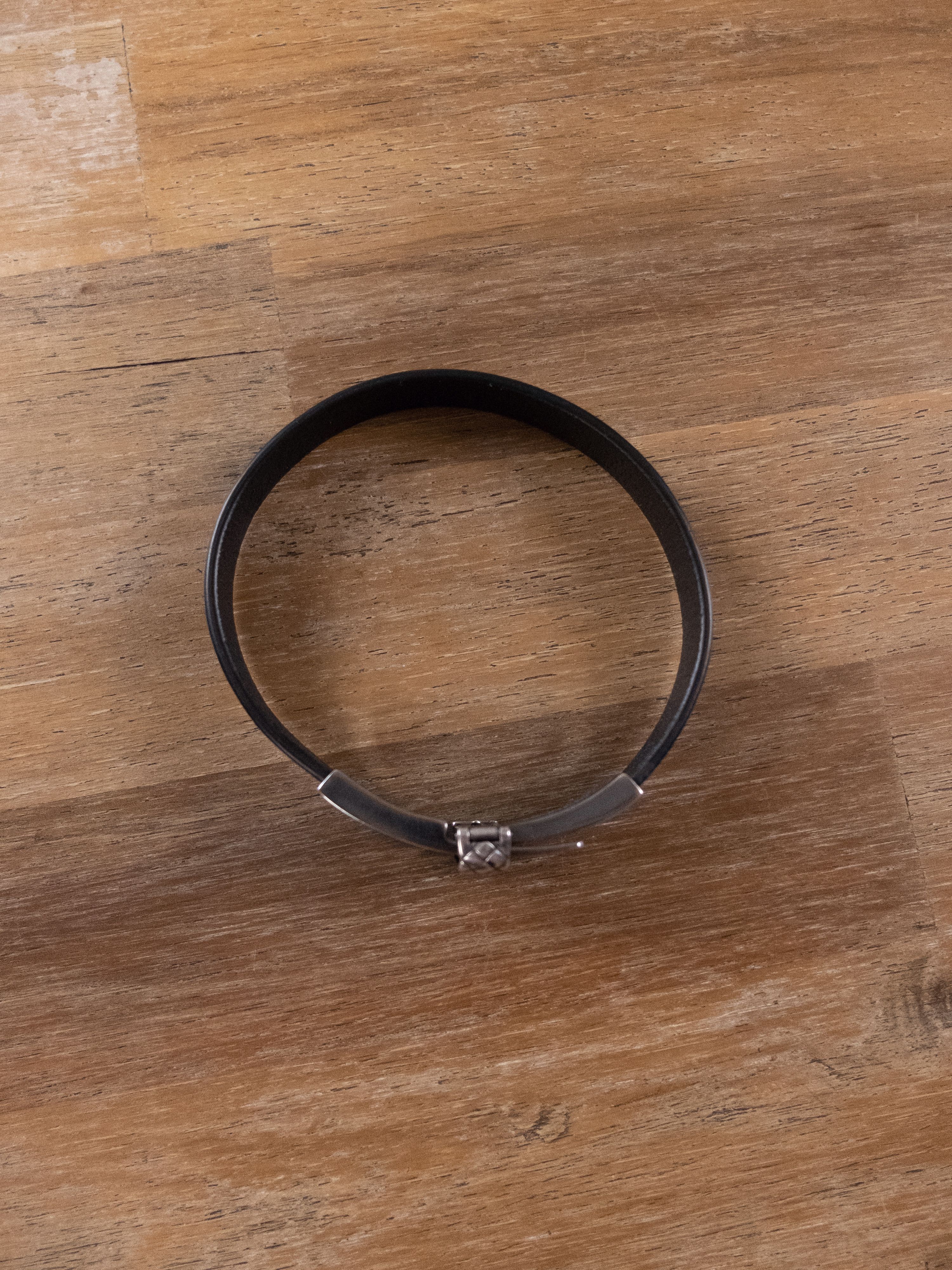 Bottega Veneta BOTTEGA VENETA black leather & silver bracelet Size Large q Size ONE SIZE - 3 Thumbnail
