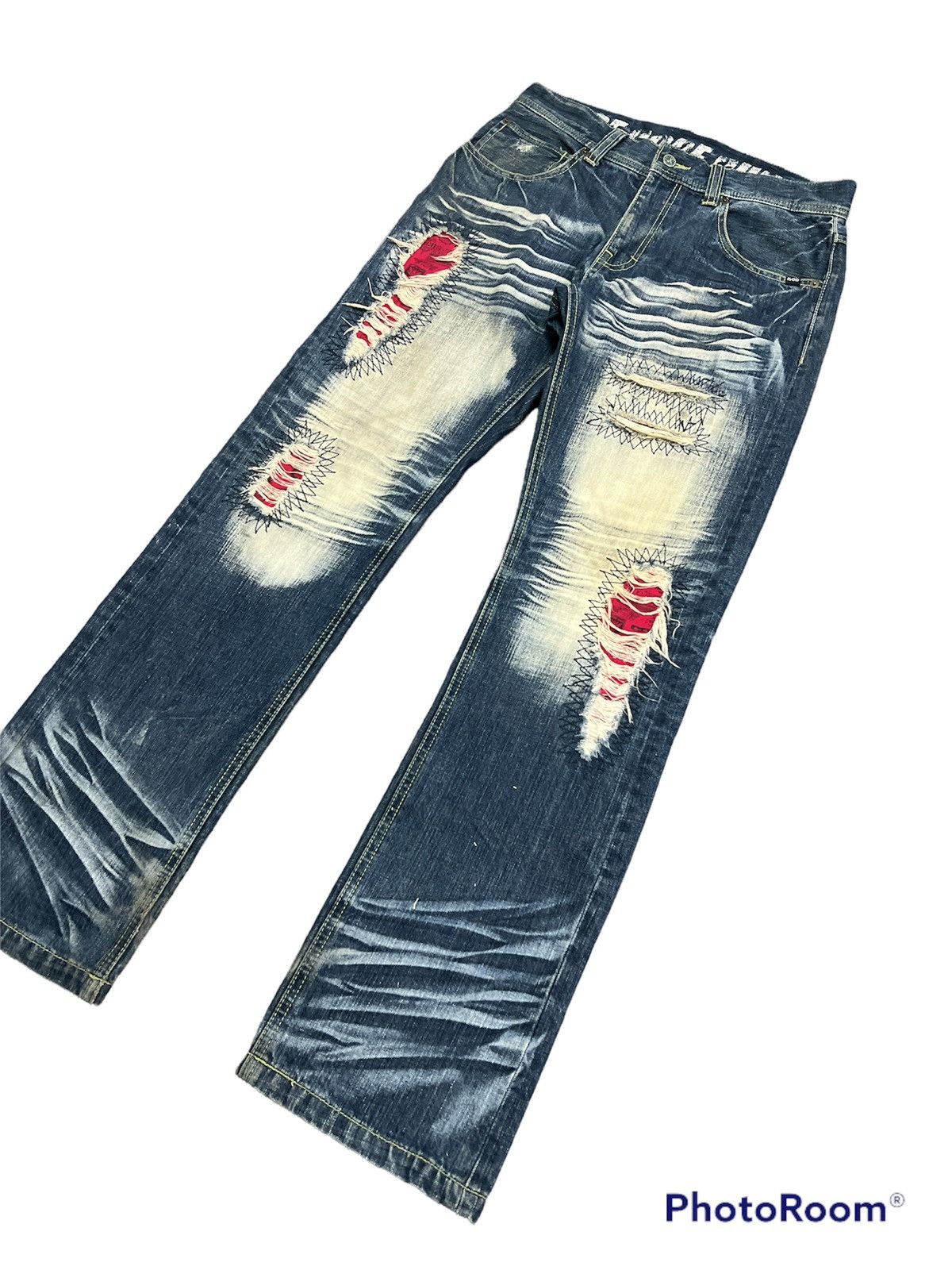 Japanese Brand × Seditionaries SICK🔥Thrashed Patchwork Denim Pants Japanese Brand MCD Size US 31 - 5 Thumbnail