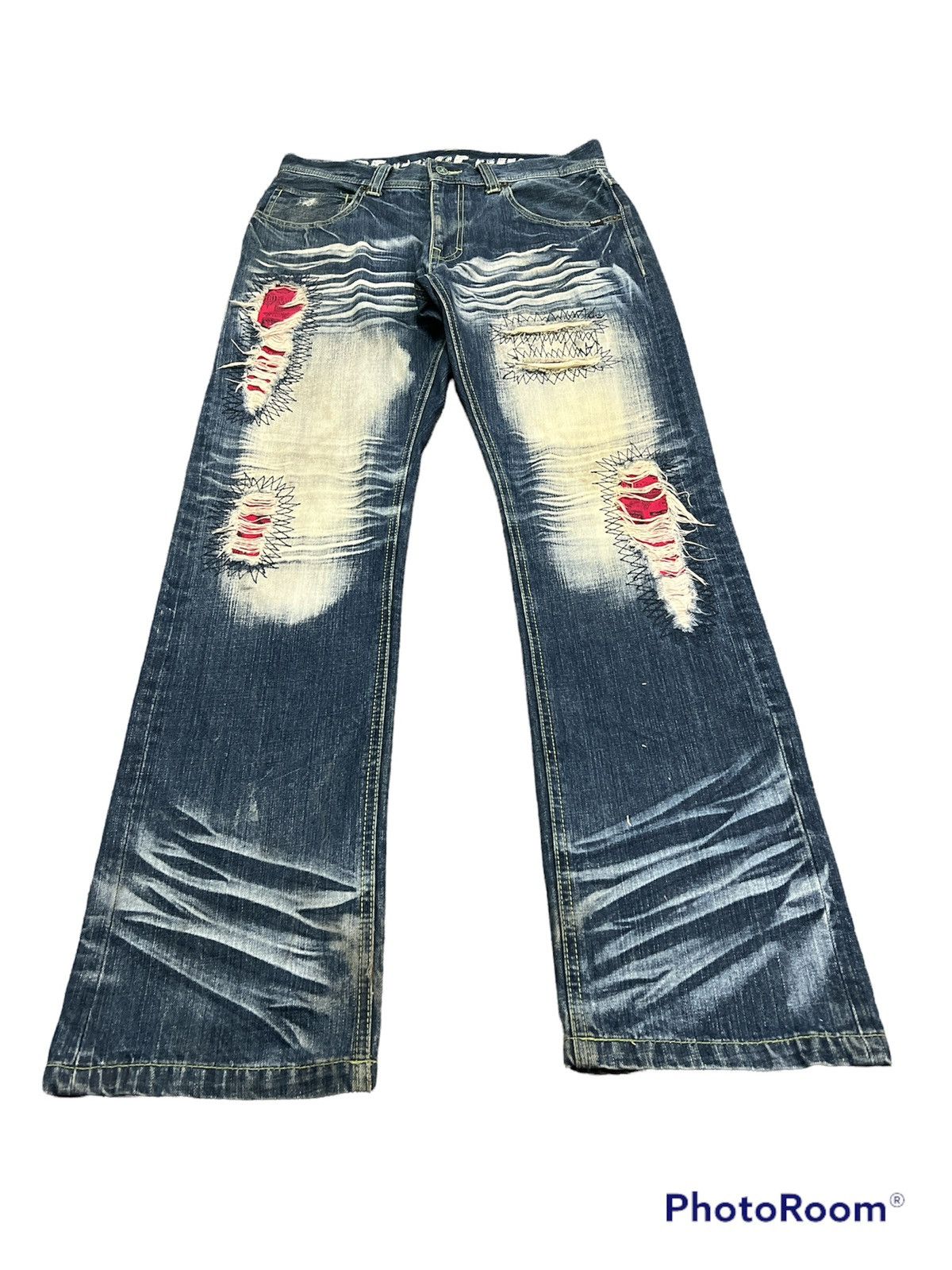 Japanese Brand × Seditionaries SICK🔥Thrashed Patchwork Denim Pants Japanese Brand MCD Size US 31 - 3 Thumbnail