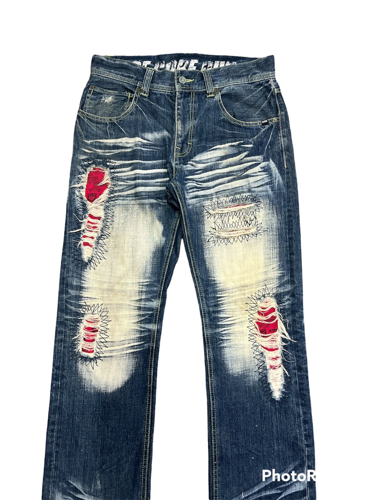 Japanese Brand × Seditionaries SICK🔥Thrashed Patchwork Denim Pants Japanese Brand MCD Size US 31 - 2 Thumbnail