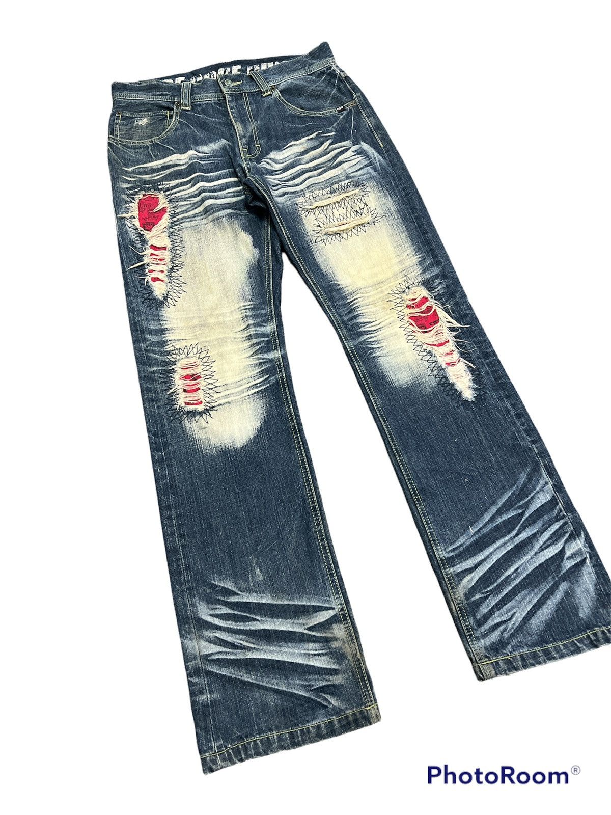 Japanese Brand × Seditionaries SICK🔥Thrashed Patchwork Denim Pants Japanese Brand MCD Size US 31 - 4 Thumbnail
