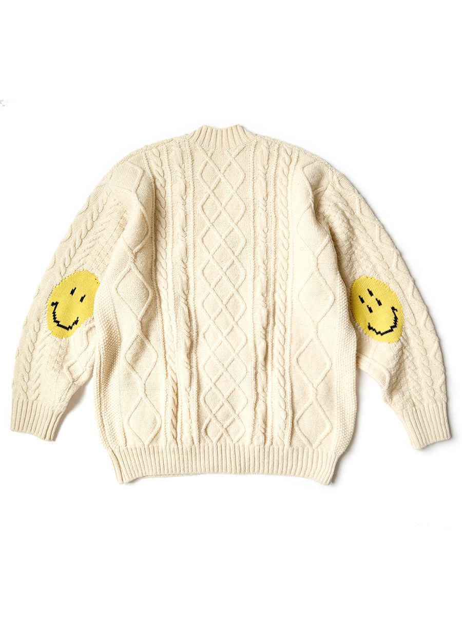 Kapital Kapital 5G Wool Cable Knit Smiley Patch Cardigan Sweater Size US M / EU 48-50 / 2 - 3 Thumbnail