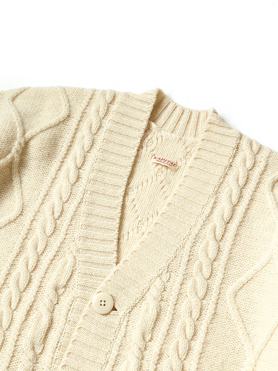 Kapital Kapital 5G Wool Cable Knit Smiley Patch Cardigan Sweater Size US M / EU 48-50 / 2 - 4 Thumbnail