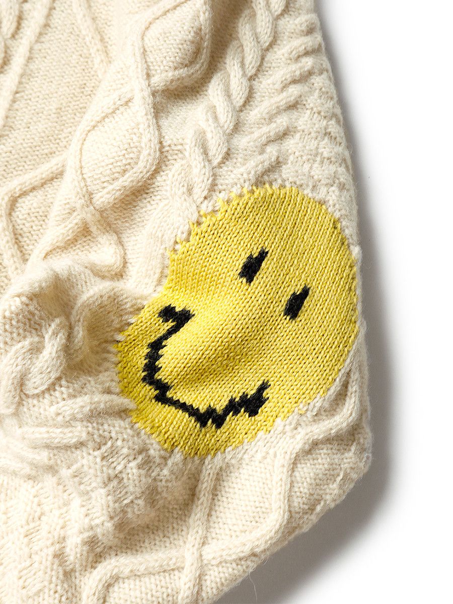 Kapital Kapital 5G Wool Cable Knit Smiley Patch Cardigan Sweater Size US M / EU 48-50 / 2 - 6 Thumbnail