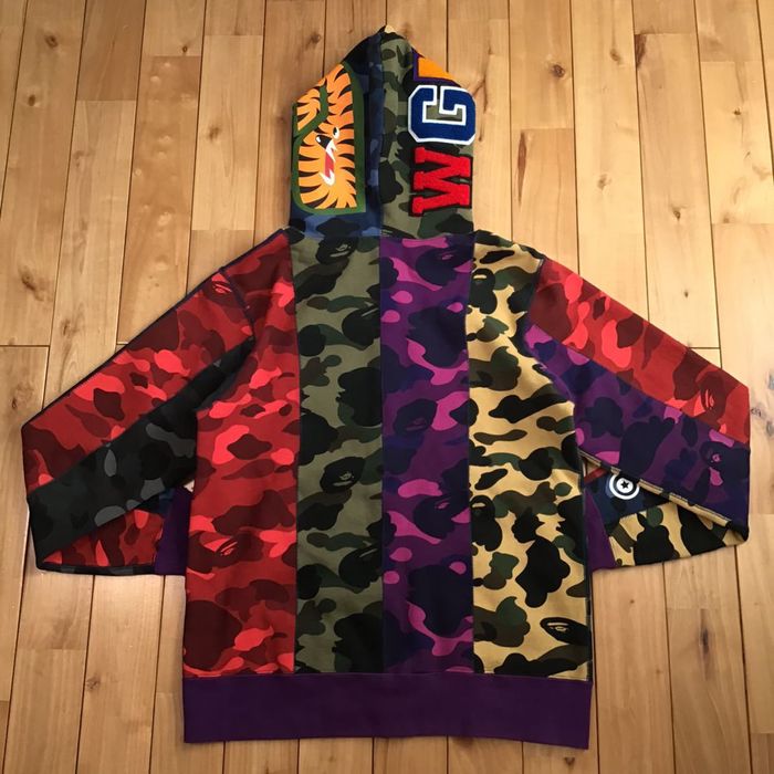 Bape BAPE crazy mix camo shark full zip hoodie a bathing ape | Grailed