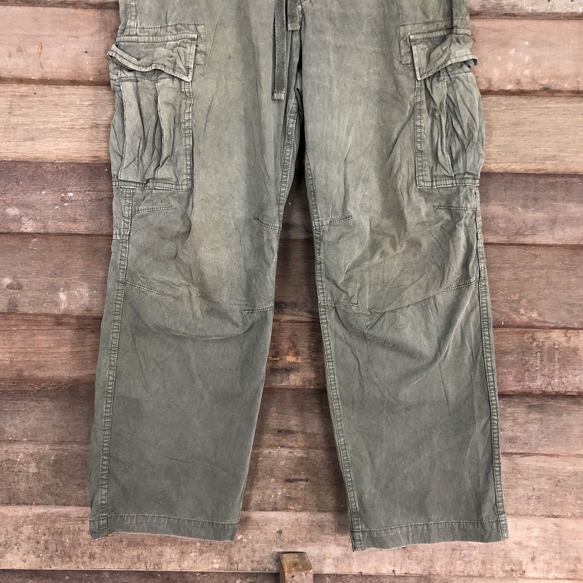 Japanese Brand Uniqlo Green Multipocket Tactical Cargo Pants #c1019 Size US 33 - 3 Thumbnail
