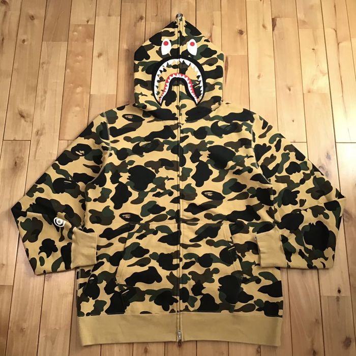 BAPE 1st Camo Windstopper Shark Full Zip Hoodie Yellow Men's - US