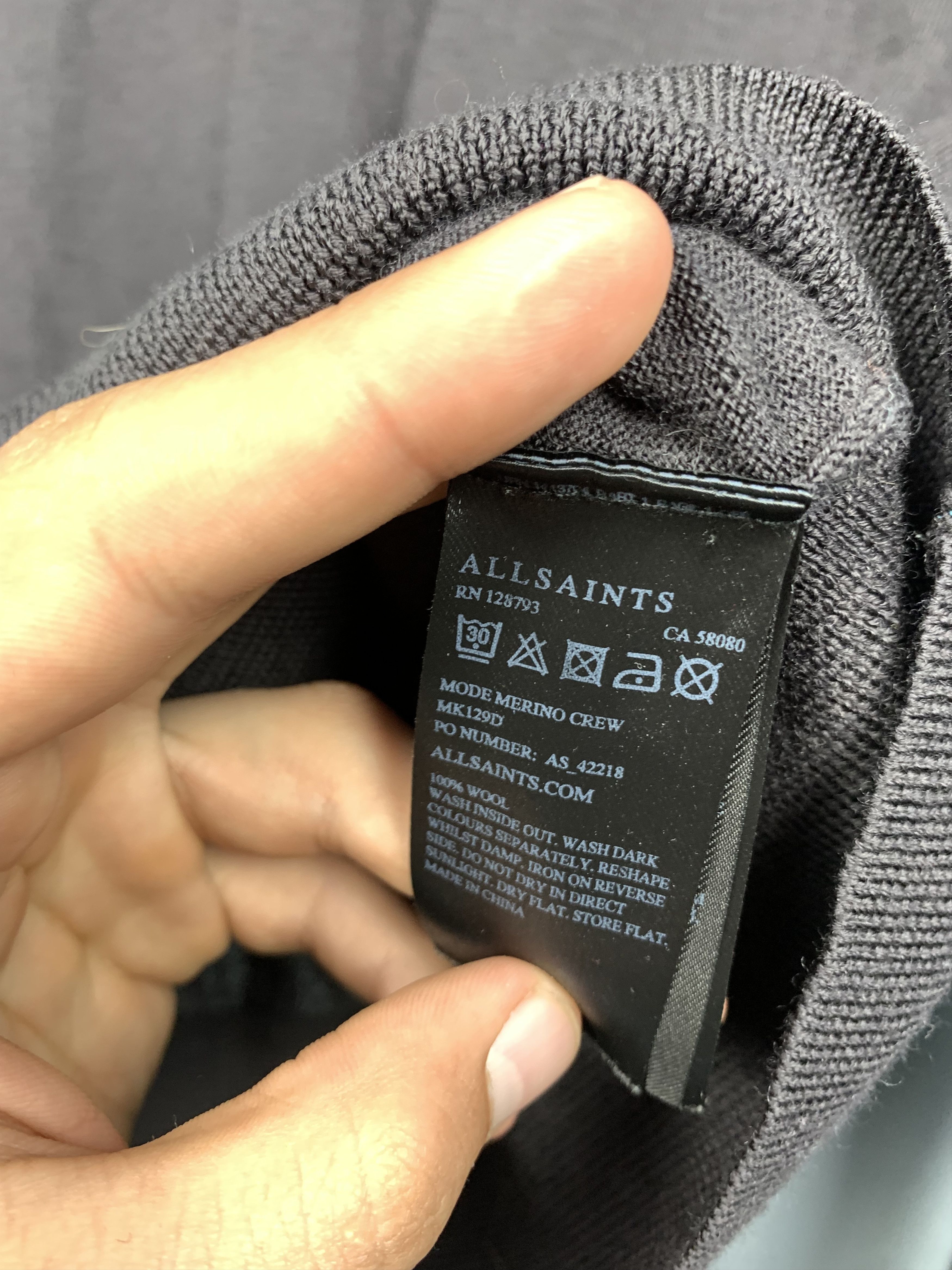 Allsaints AllSaints Mens Mode Merino Crew Neck Wool Knit Sweater Size US S / EU 44-46 / 1 - 4 Thumbnail