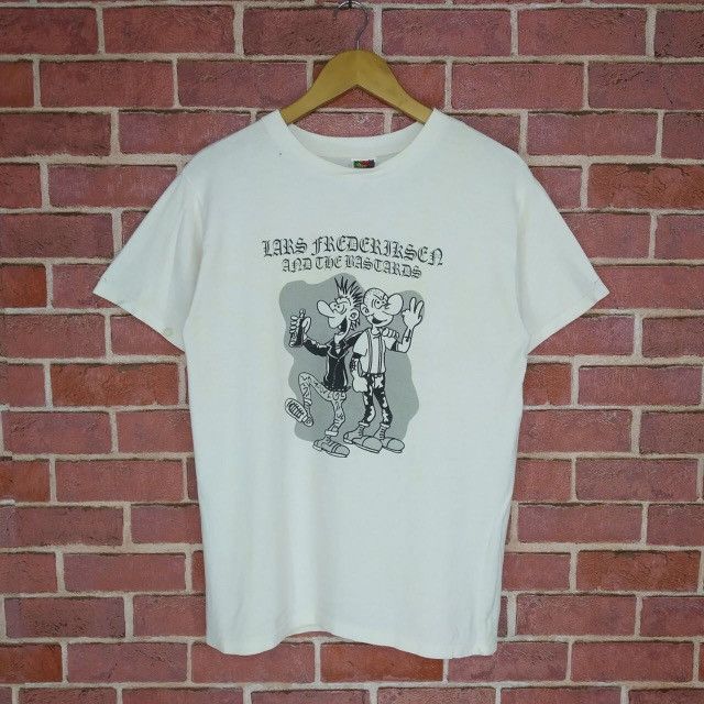image of Band Tees x Rock T Shirt 90's Lars Frederiksen And The Bastard Street Punk Band in White (Size Medi
