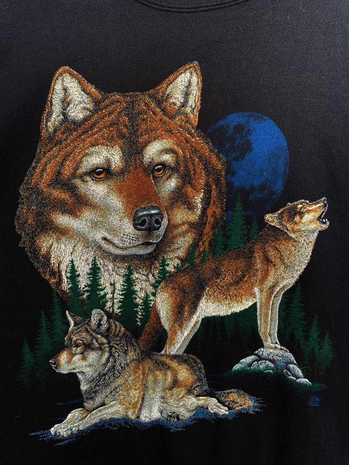 Tultex Vintage 90s Tultex Big Print Wolf Sweatshirt/Size XL Size US XL / EU 56 / 4 - 3 Thumbnail