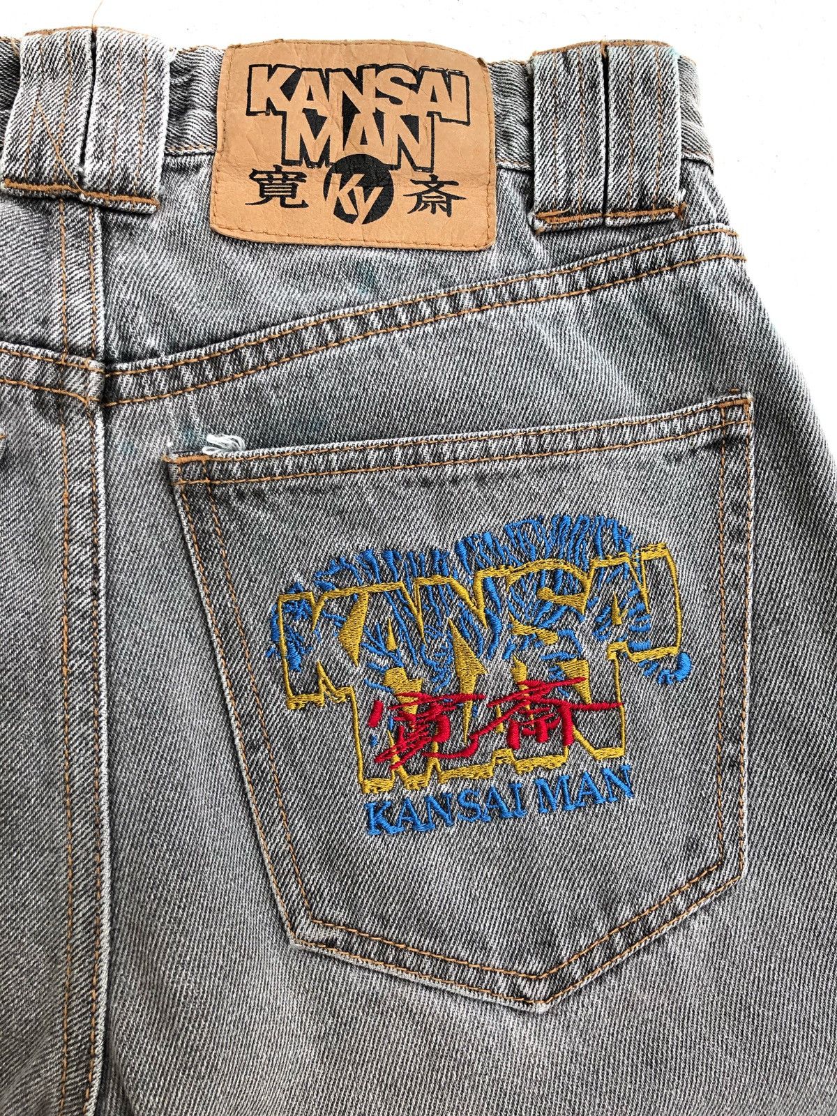 Kansai Yamamoto Kansai Yamamoto Distressed Jeans Back Embroidered Logo Size US 27 - 9 Thumbnail