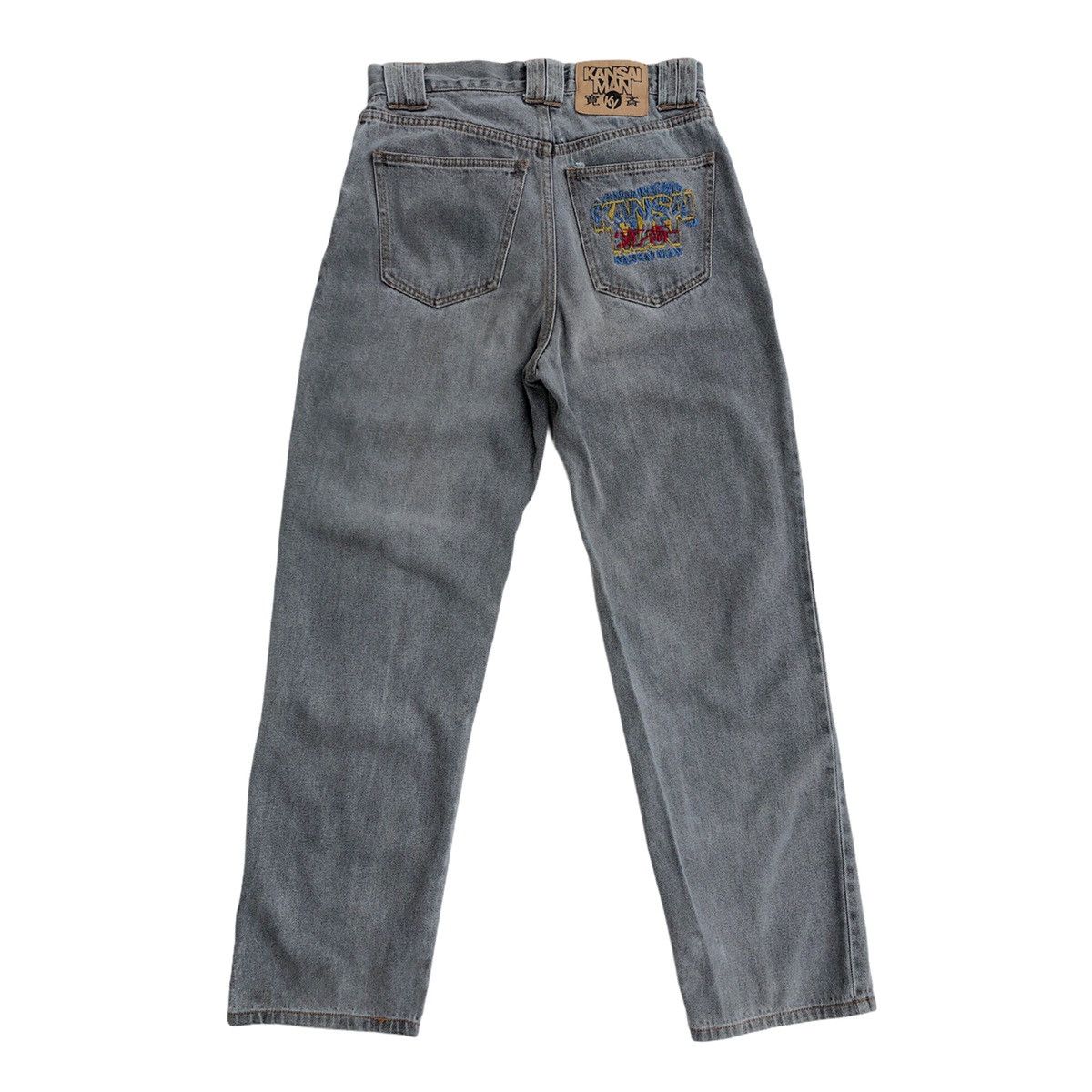 image of Kansai Yamamoto Distressed Jeans Back Embroidered Logo in Grey, Men's (Size 27)