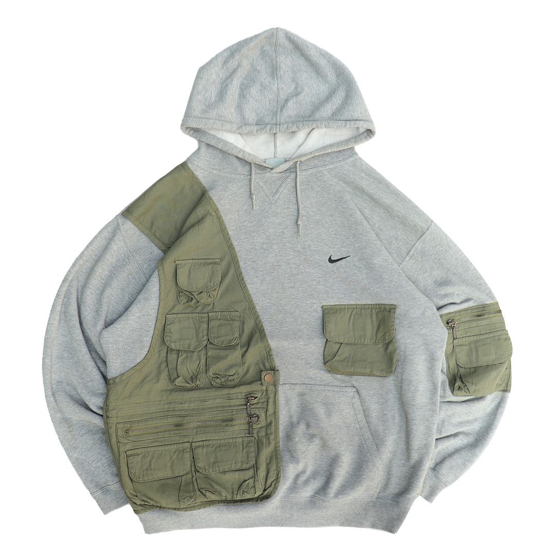 Nike Reworked Nike Swoosh Tactical Hoodie Misty Grey/Sage | Grailed
