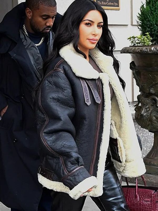 image of B 3 x Kim Kardashian Black B3 Real Shearling Jacket Famock, Men's (Size Large)