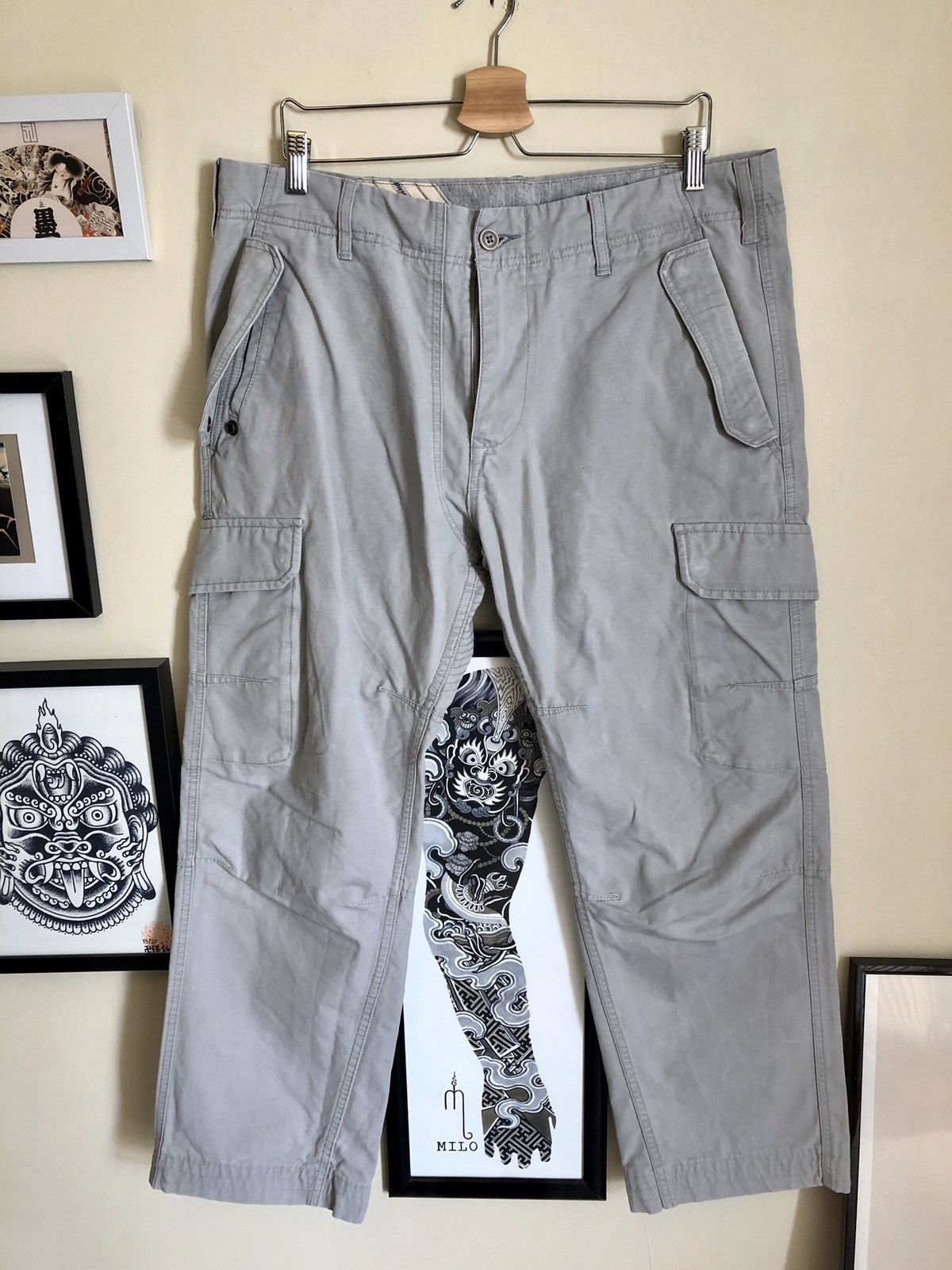 image of Diesel Cargo Utility Tactical Cargo Pants in Khaki Grey, Men's (Size 34)