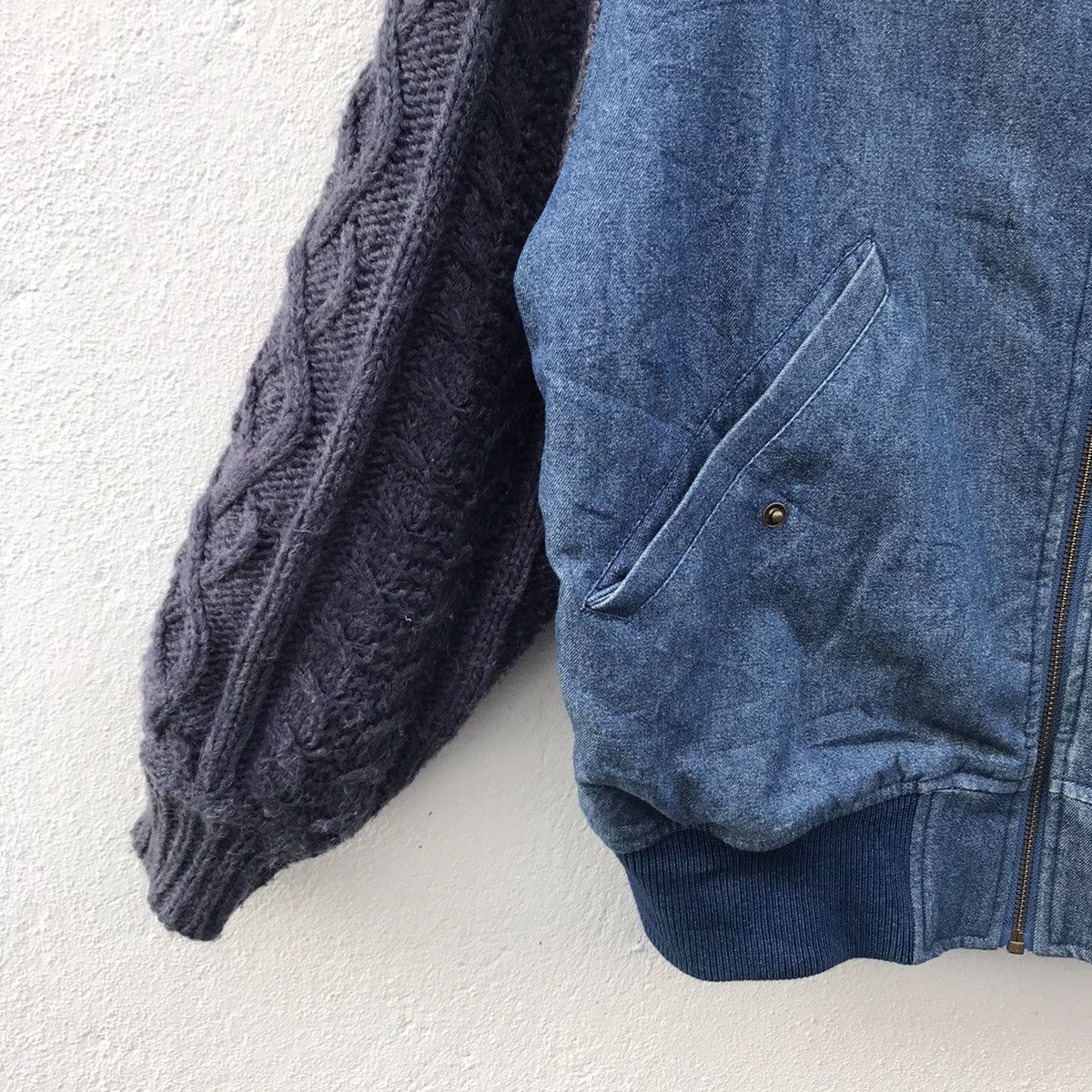Japanese Brand Rodeo Crowns Knit Sleeve Denim Jackets Size US S / EU 44-46 / 1 - 2 Thumbnail
